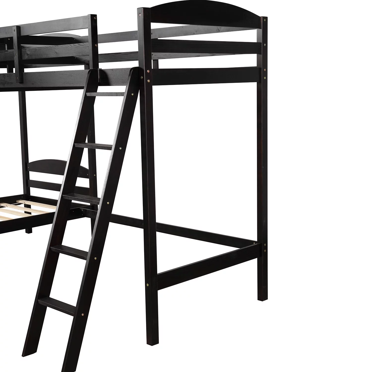 Twin L-Shaped Bunk Bed and Loft Bed - Espresso