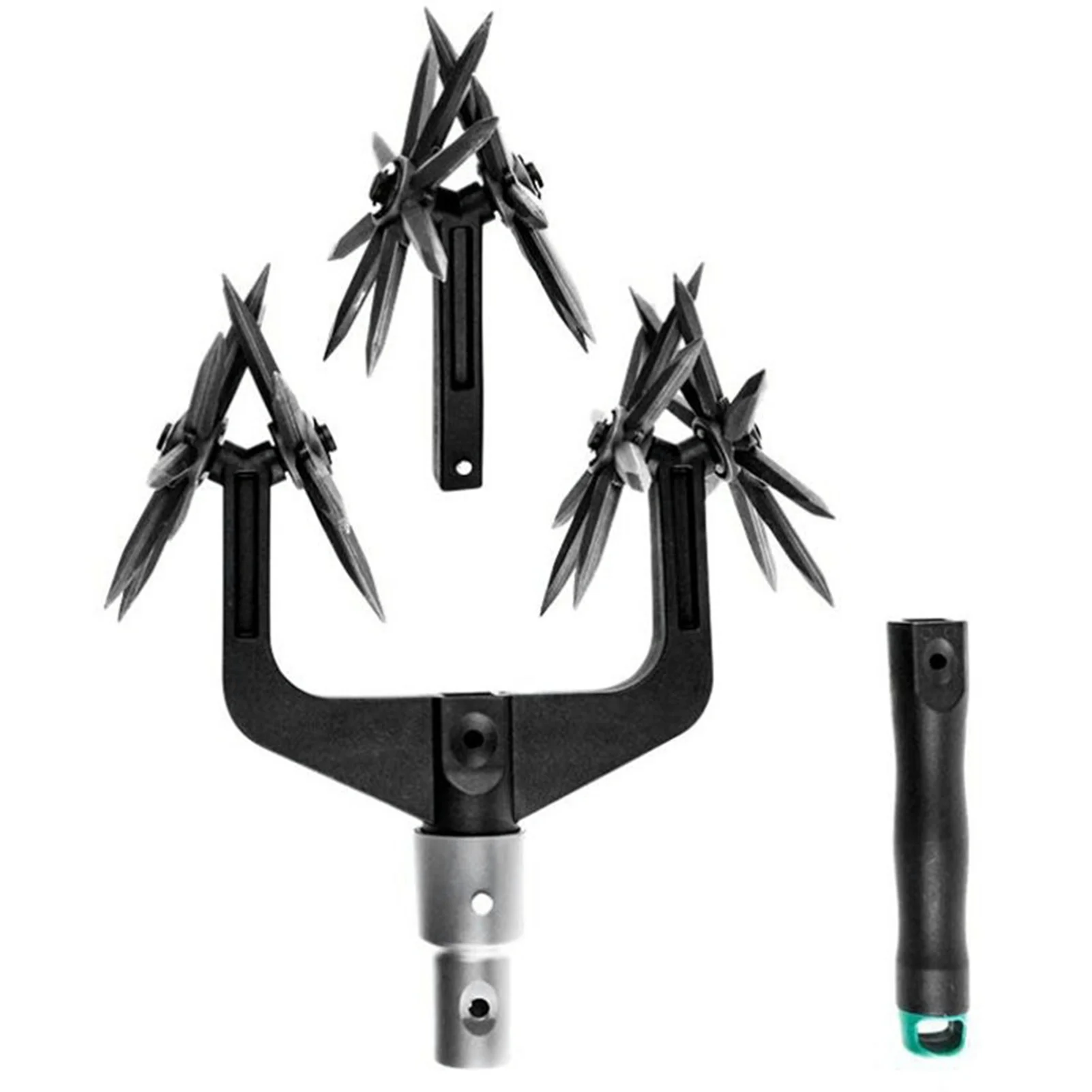 Walmeck Rotary Cultivator Tool Set, Hand Held Garden Soil Scarifier, Removable Tines, for Reseeding Grass or Soil Mixing