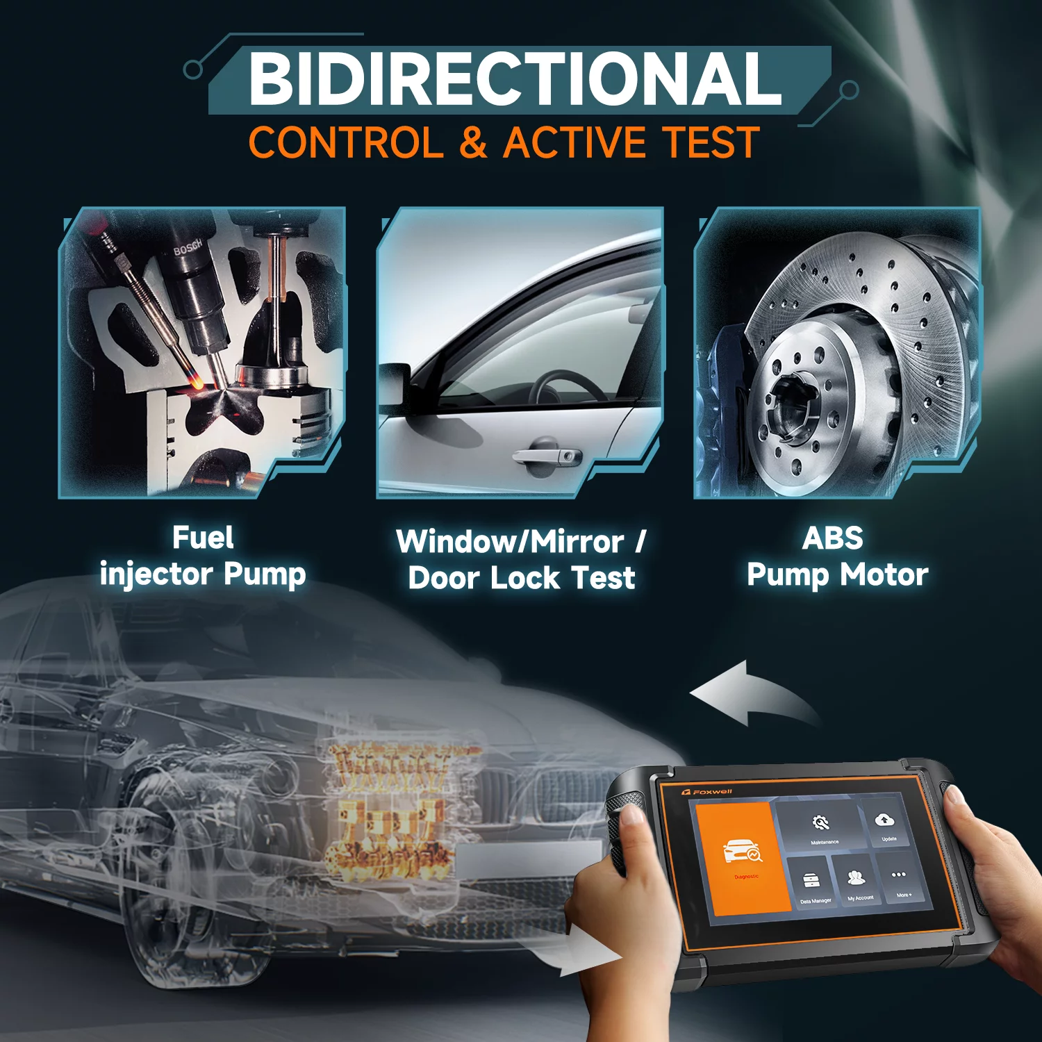 Foxwell NT809 OBD2 Scanner Car Diagnostic Tool Scan Full Systems with 30+ Reset Services Auto Vin Scan WiFi Wireless Automotive Scanner Bidirectional Scan Tool Active Test Auto Analyzer Upgrade Free