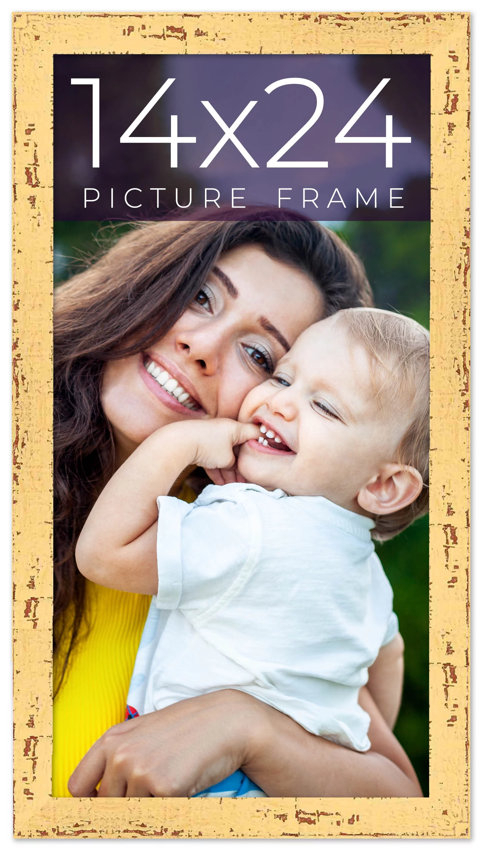 14x24 Frame Yellow Real Wood Picture Frame Width 1.25 inches | Interior Frame Depth 0.5 inches |