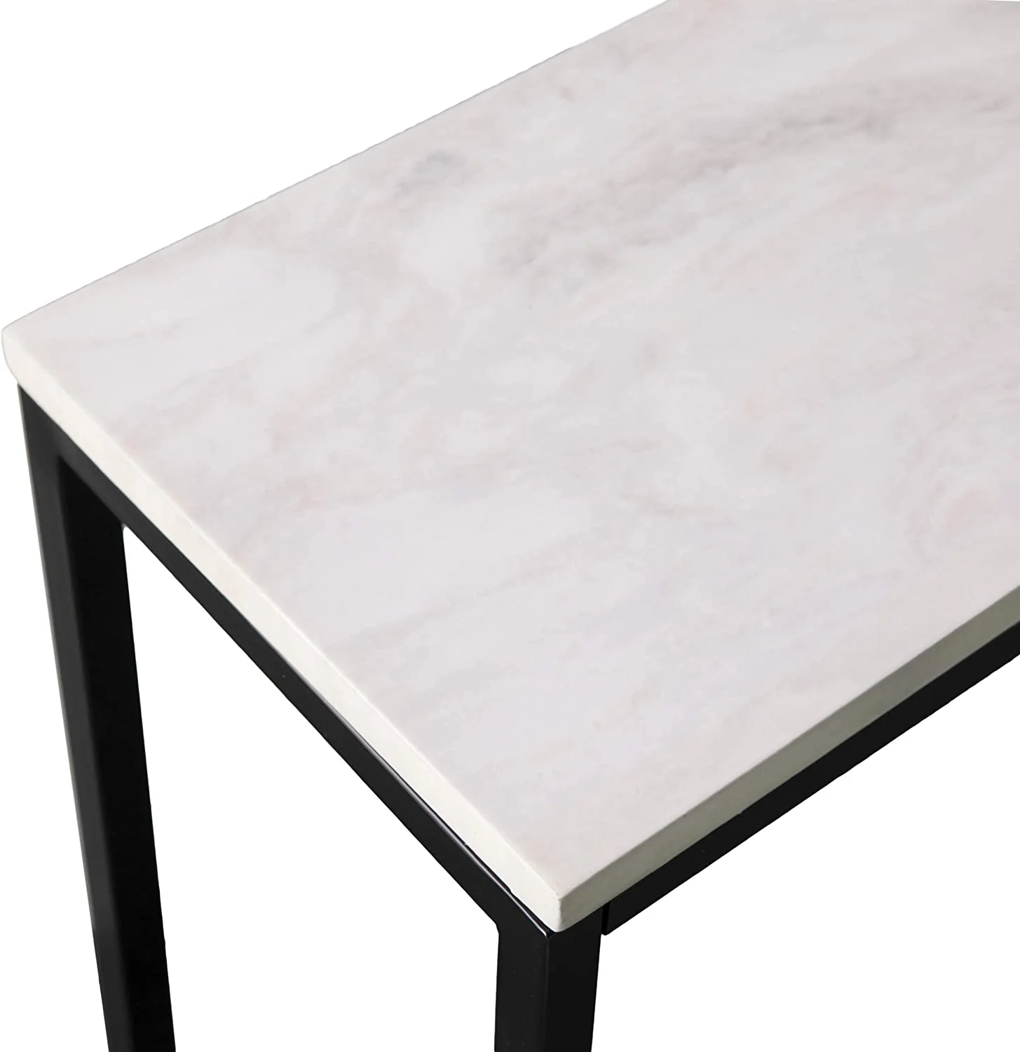 SEI Furniture Arendal Skinny, Console Table, White Faux Marble, Black