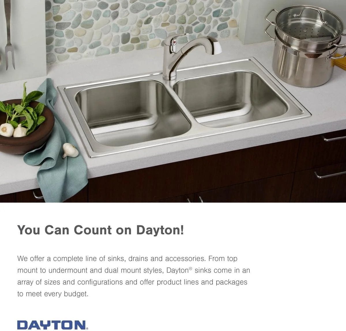 DSE233192 Dayton Kitchen Sink, 33 X 19, Satin