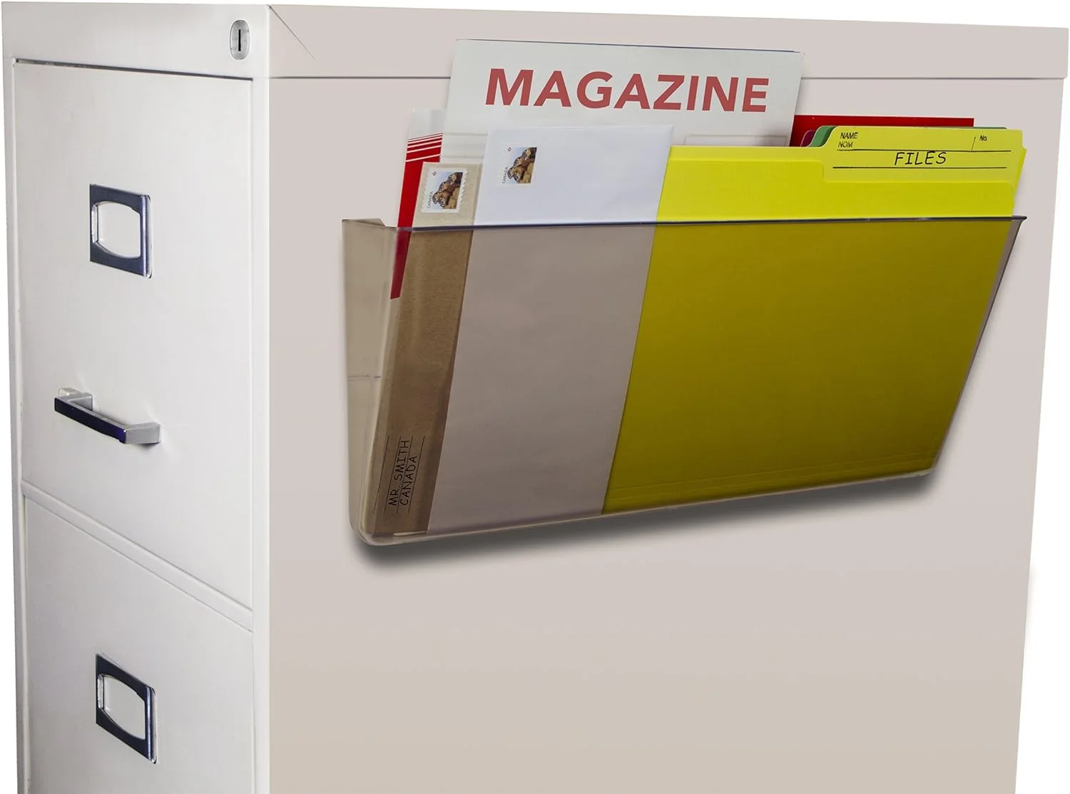 Storex Legal-Size Magnetic Wall Pocket – Plastic File Organizer, Heavy-Duty Magnet Holds 5Lbs, Smoke, 6-Pack (70326U06C)