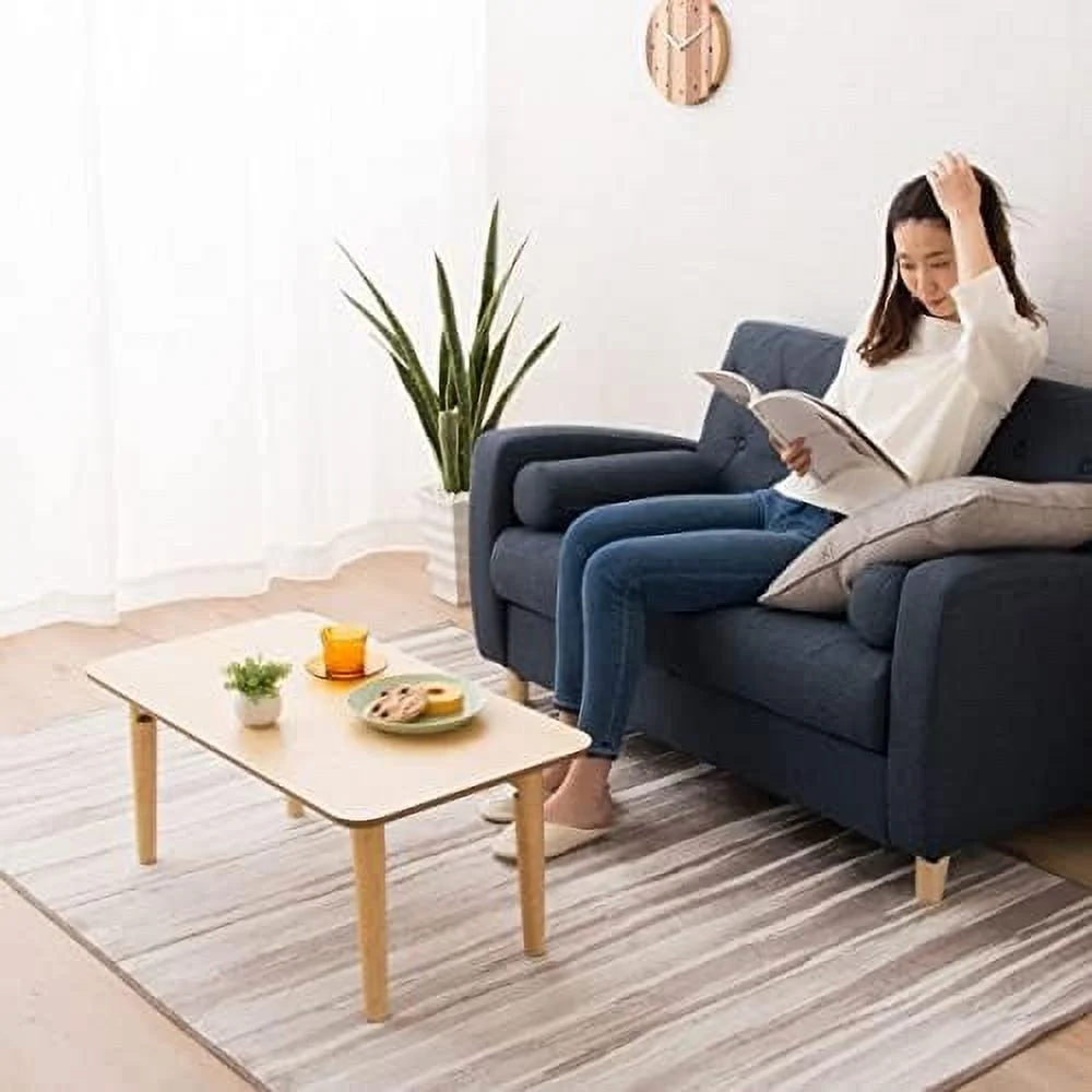 SQRTCV Wood Folding Coffee Table Rectangle Medium (17.7"x31.5") Natural  Floor Sitting Low Table Small Space Minimalist Japanese Tatami Room