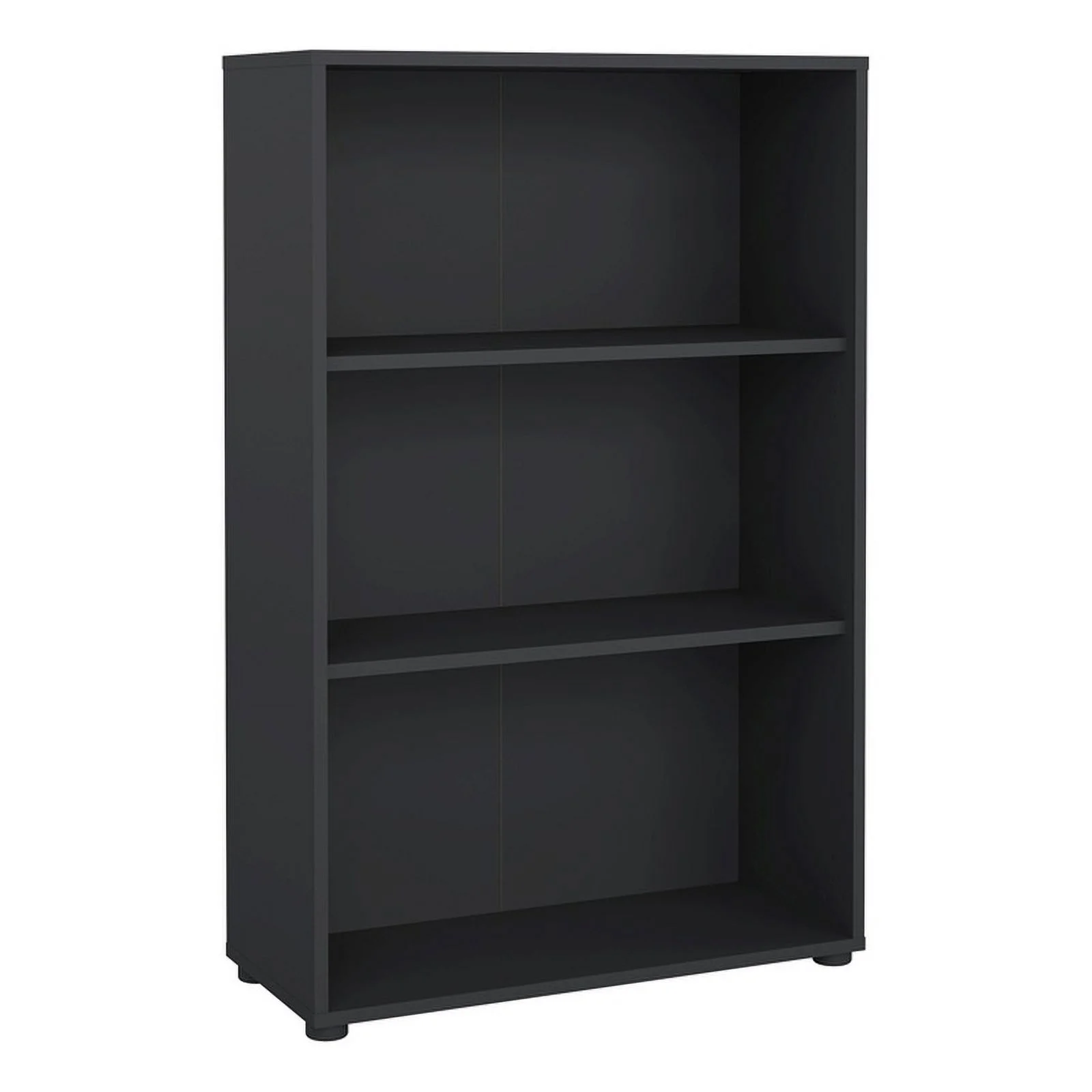 Pemberly Row Contemporary Adjustable 3 Shelf Bookcase in Matte Grey
