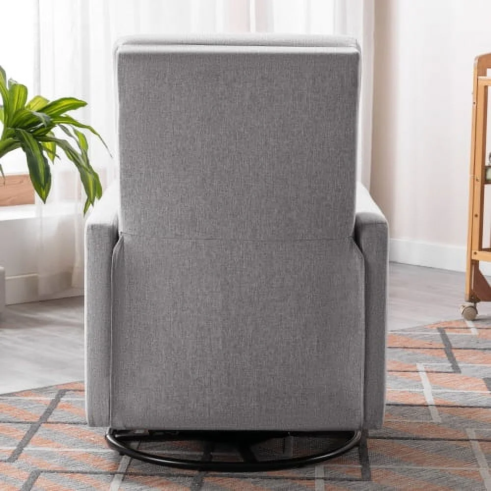 ZJbiubiuHome Modern Upholstered Rocker Nursery Chair Plush Seating Glider Swivel Recliner Chair  Gray