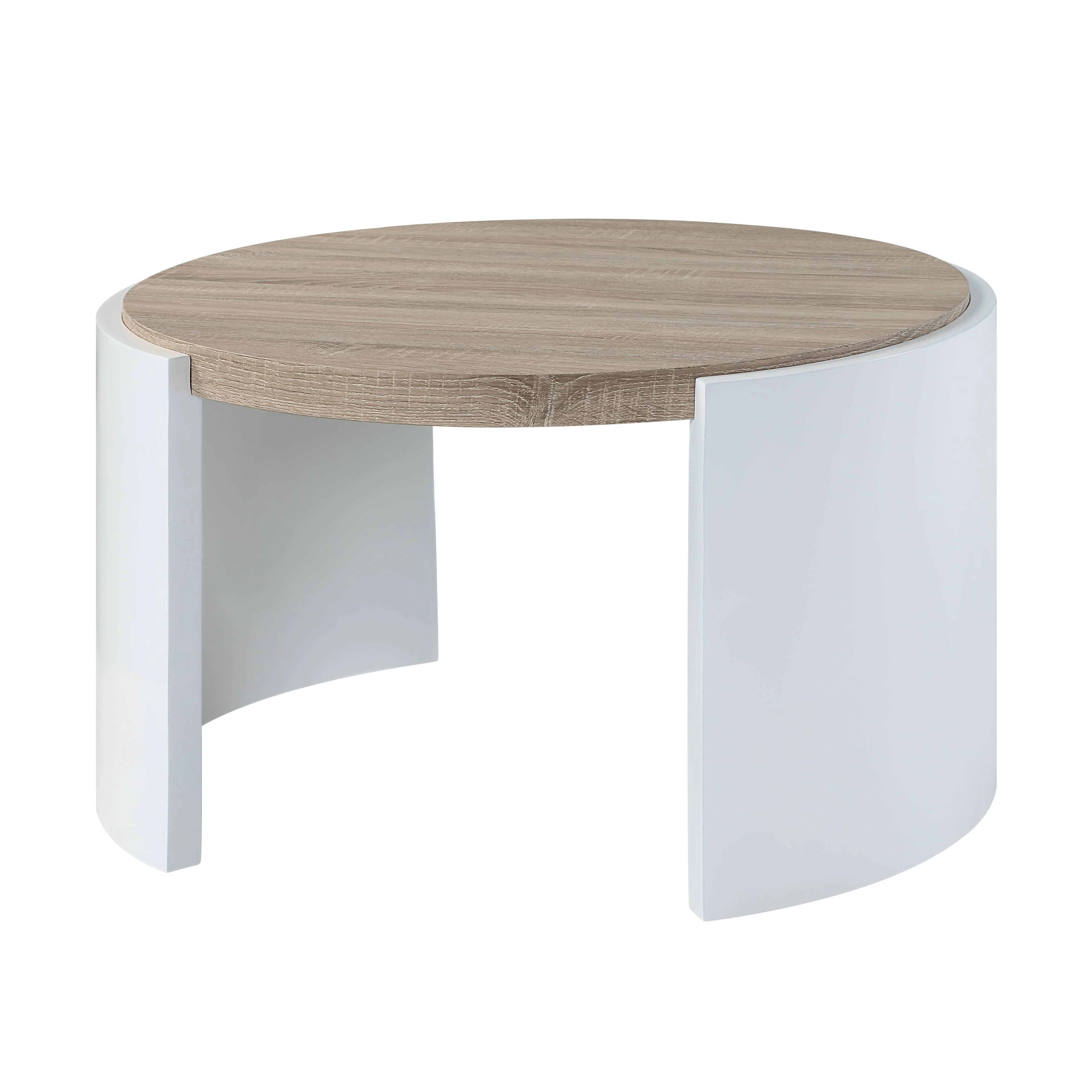 Acme Furniture Zoma Coffee Table, White High Gloss & Oak Finish