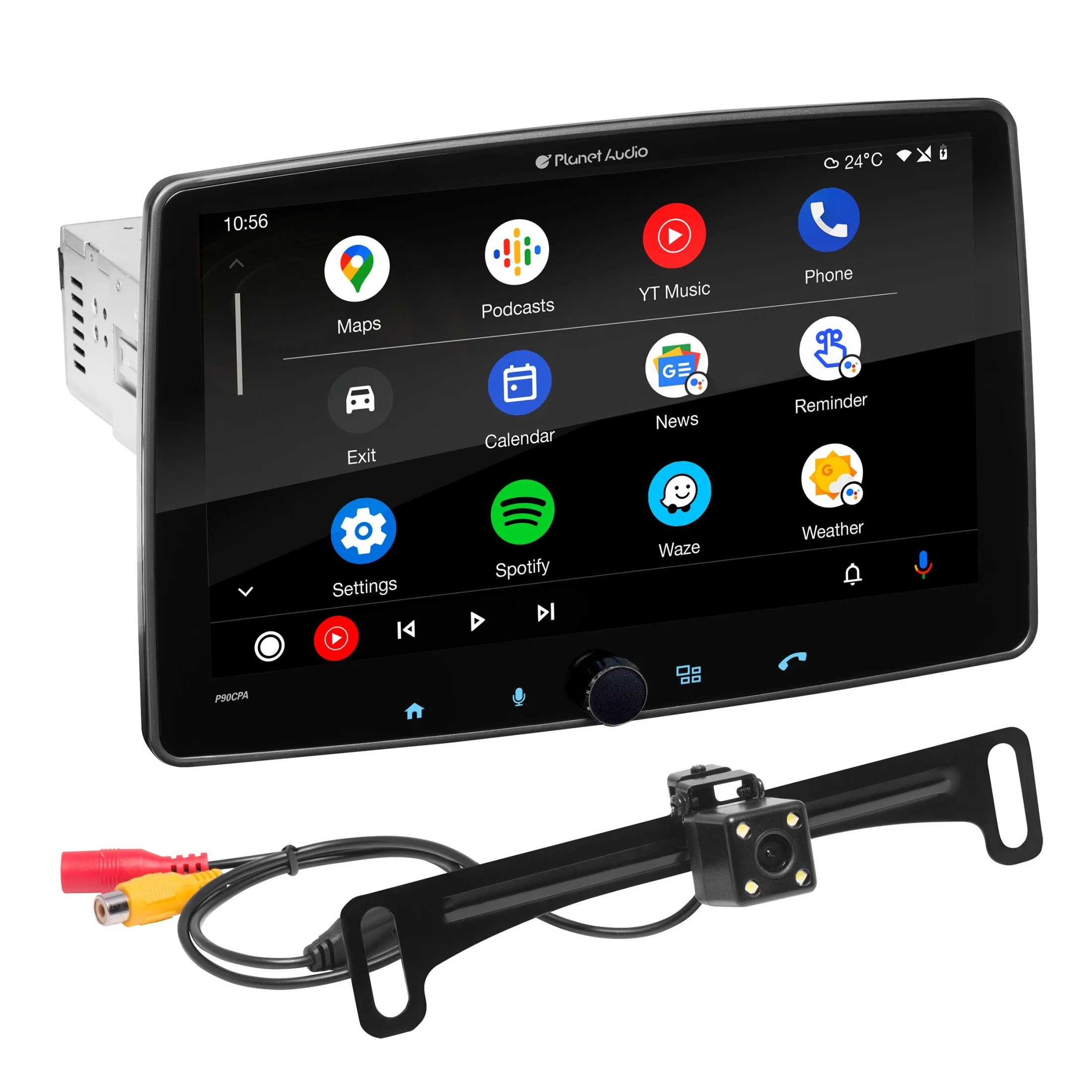 Planet Audio P90CPAC Car Stereo - Apple CarPlay, Android Auto, Single Din, 9 Inch Capacitive Touchscreen, Bluetooth, No CD DVD Player, AM/FM Radio Receiver, Backup Camera