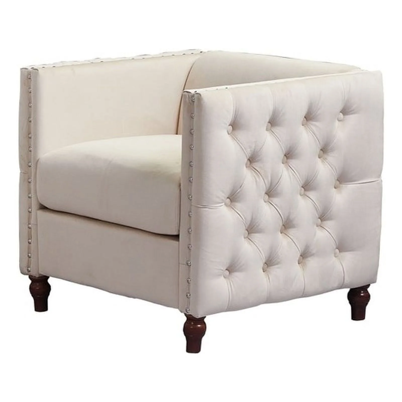 Home Square 3-Piece Set with Velvet Livingroom Sofa and 2 Chairs in Beige