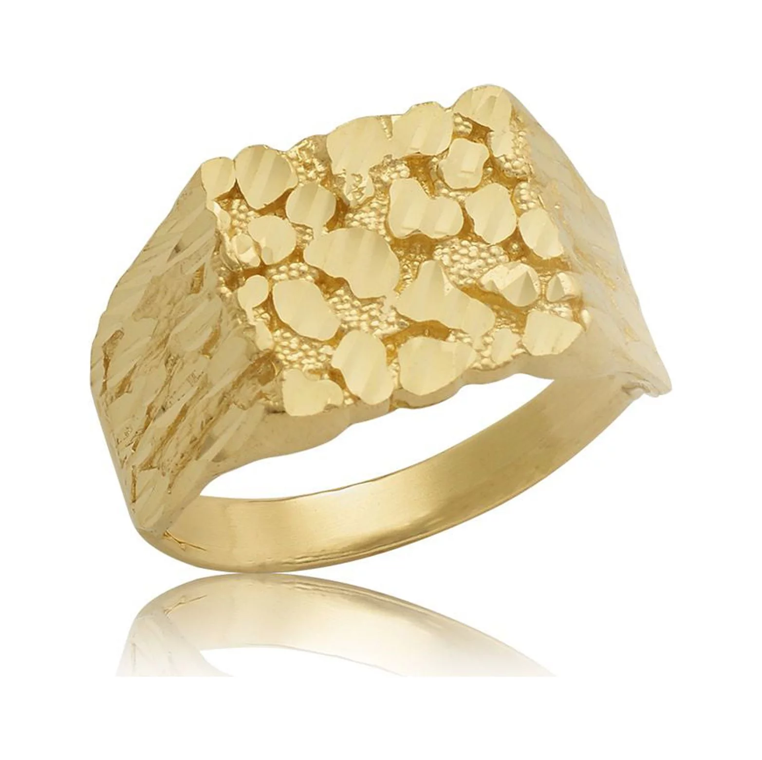 10K Yellow Gold Square Nugget Ring, Medium (0.50