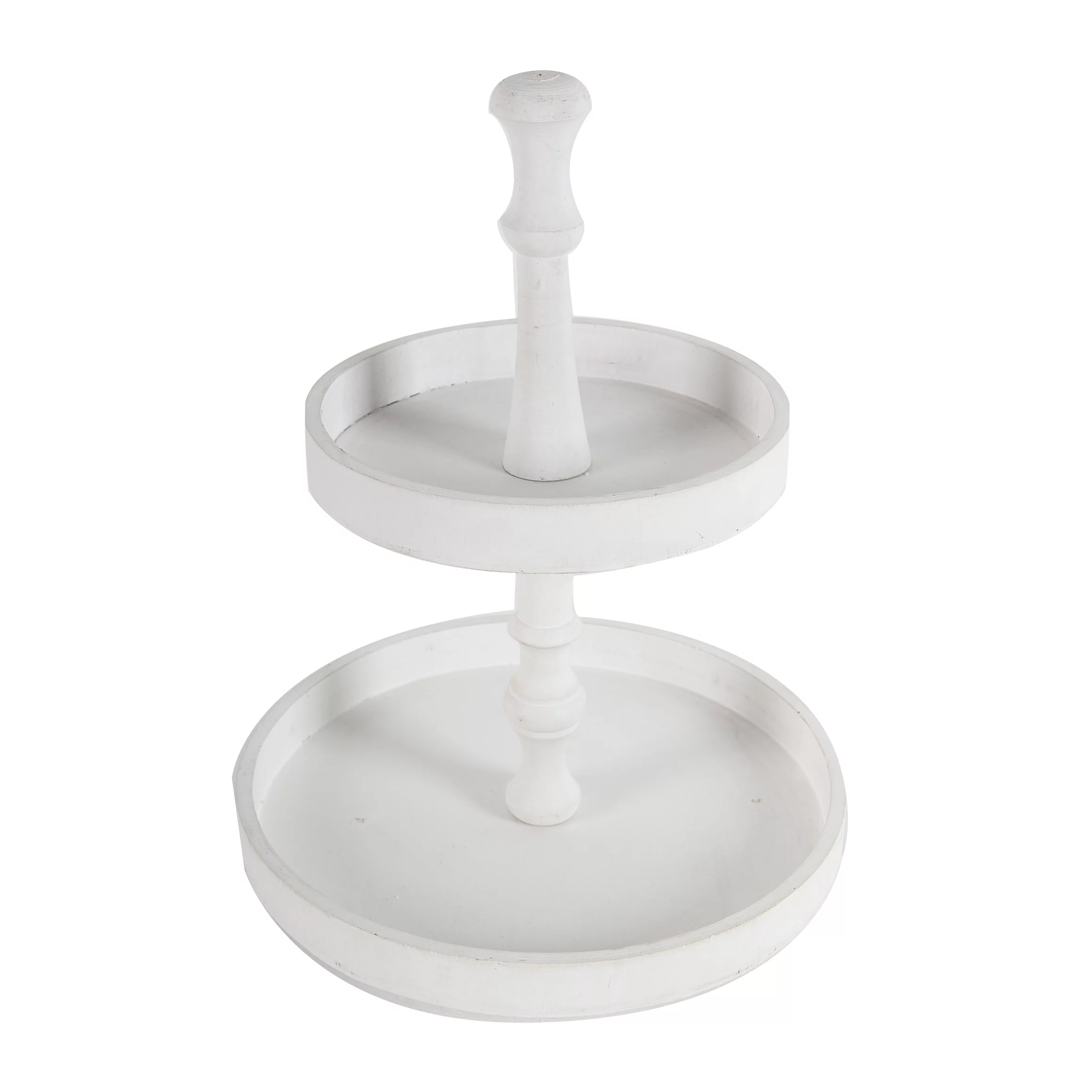 Wood 2 Tier Catering High Tea Serving Tray - Rustic Farmhouse Kitchen Decor for Coffee Bar Decor Cupcake Stand White