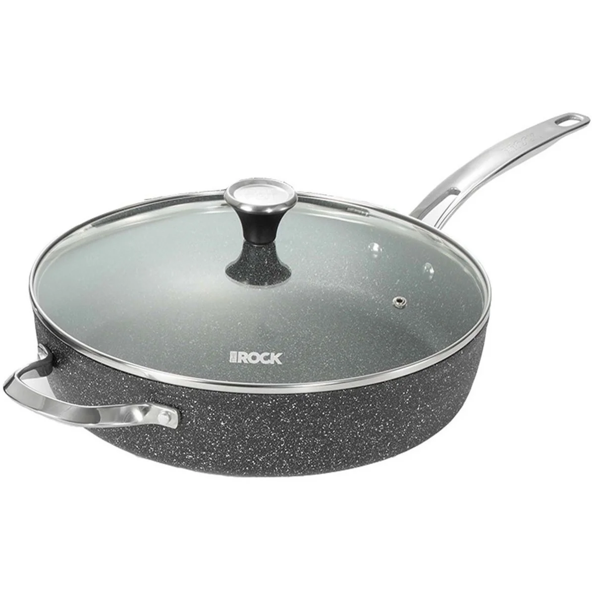 The Rock By Starfrit 060744-002-0000 The Rock By Starfrit 5.2-Quart Deep Fry Pan with Lid