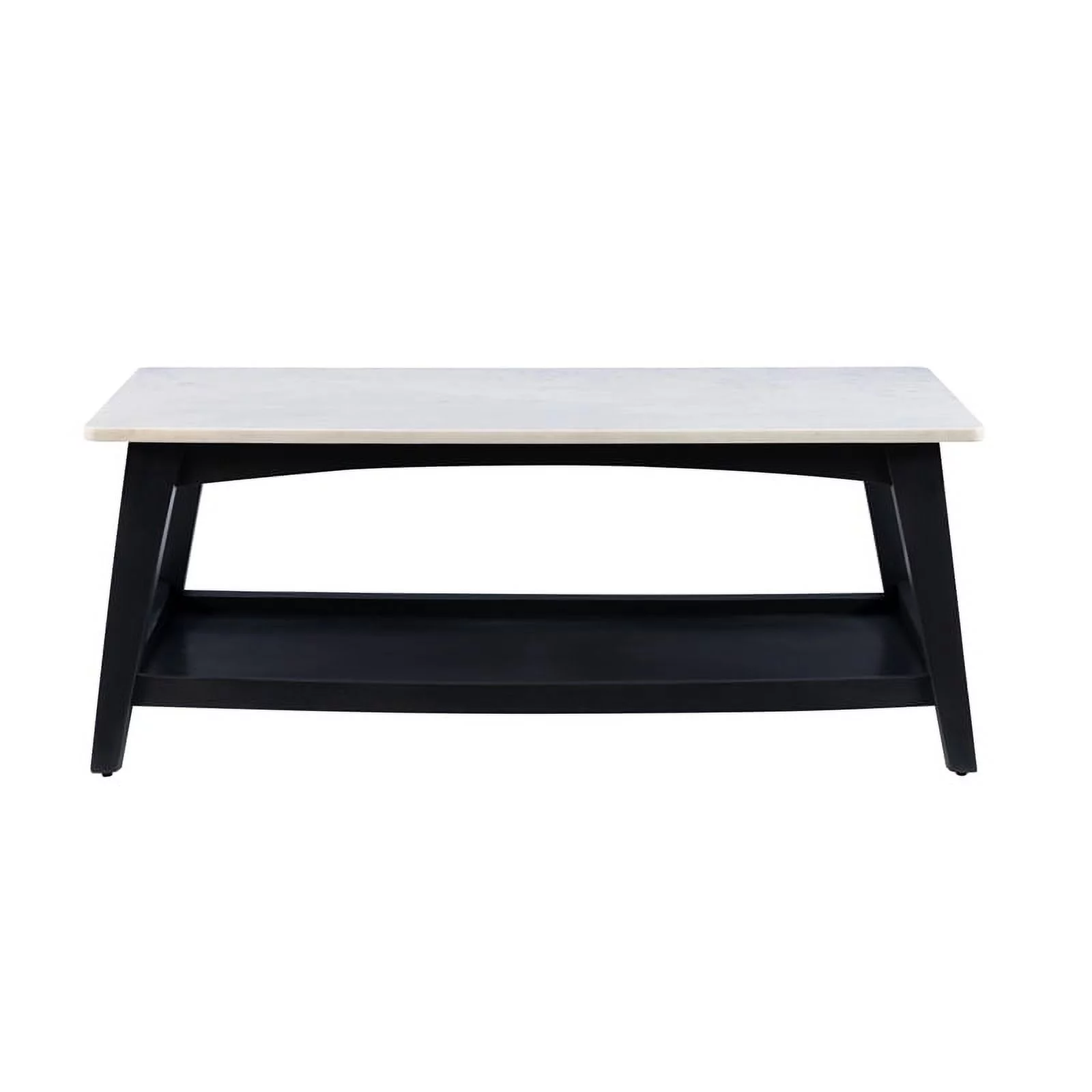 Linon Pace Coffee Table White Marble Top Wood Base/Shelf in Gray Wash Finish