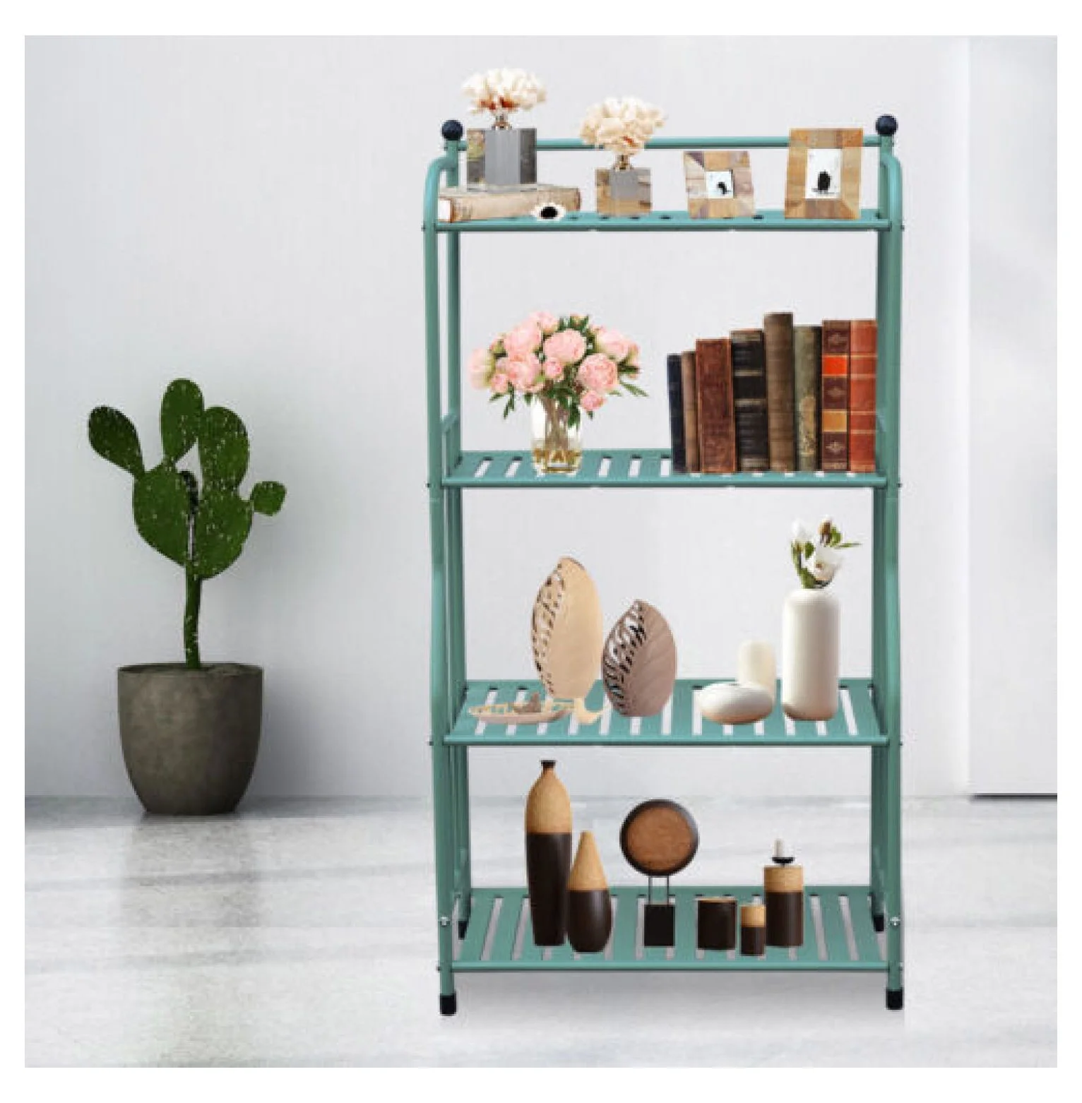 Kitchen Bakers Rack, 4 Tier Microwave Oven Stand Kitchen Storage Rack Shelf Organizer Bakers Rack, Green