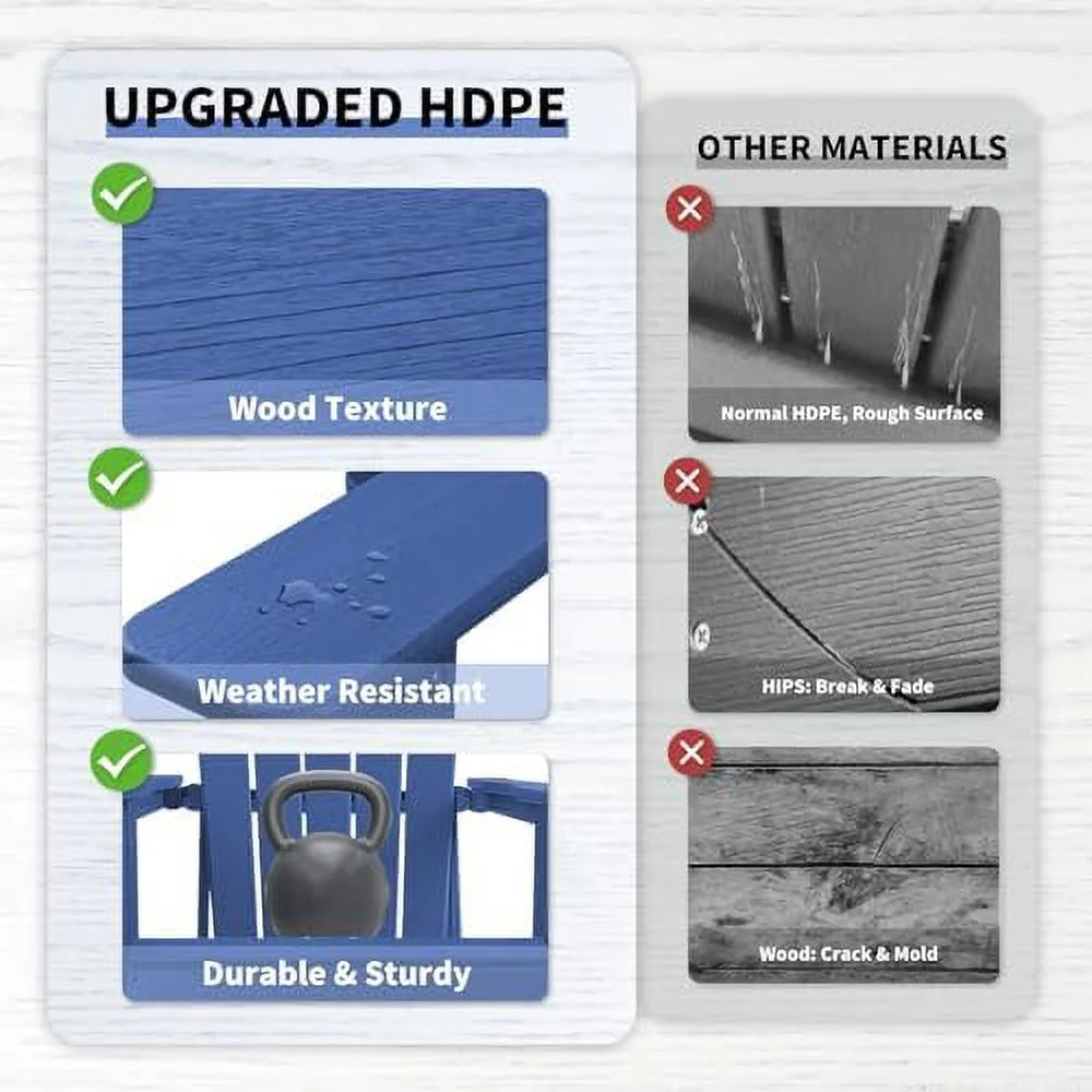 Adirondack Chair Plastic Adirondack Chairs Wood Texture Fire Pit Chairs Folding Adirondack Chairs Composite Adirondack Chairs Resin Adirondack Chairs with Cup Holder (Black)