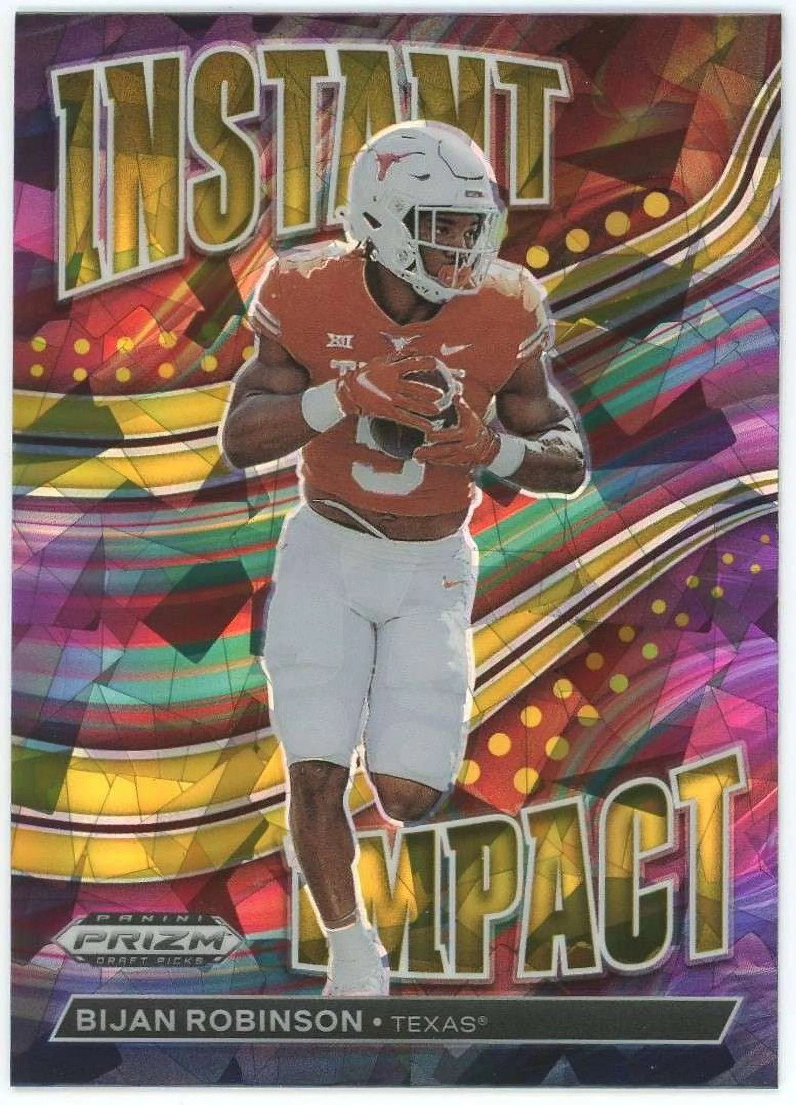 NFL 2023 Panini Prizm Draft Picks Gold Ice Prizm Bijan Robinson II-17 (Rookie, Instant Impact)