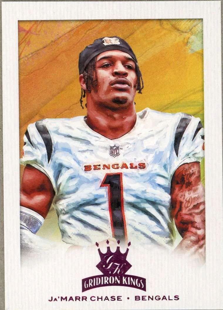 NFL 2021 Panini Chronicles Donruss Ja'Marr Chase Pink Trading Card GK-24 (Rookie, Gridiron Kings)