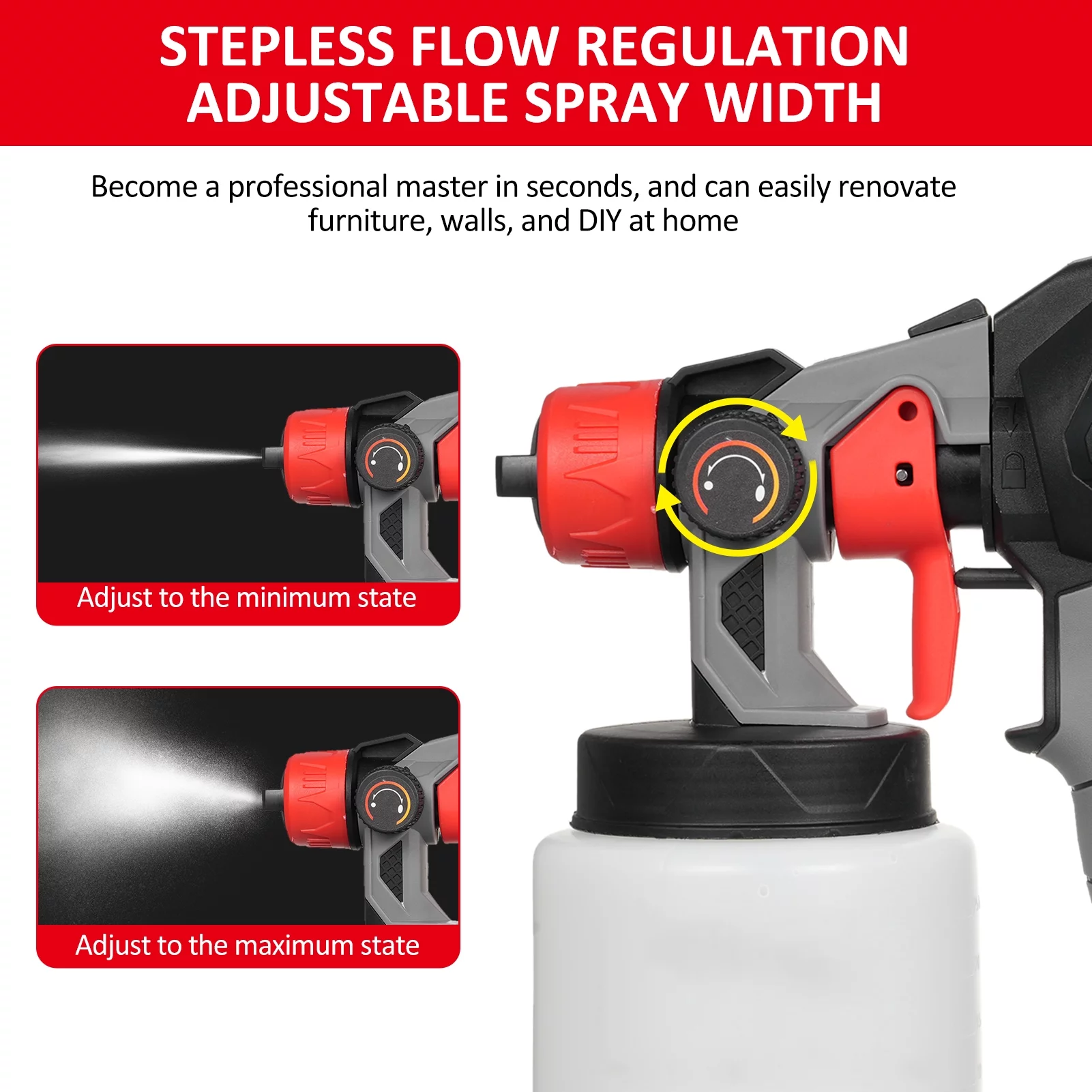 Carevas Battery Spraying Machine, 800W Electric Paint Sprayer, 38000RPM, 800ML Capacity, Watering Can