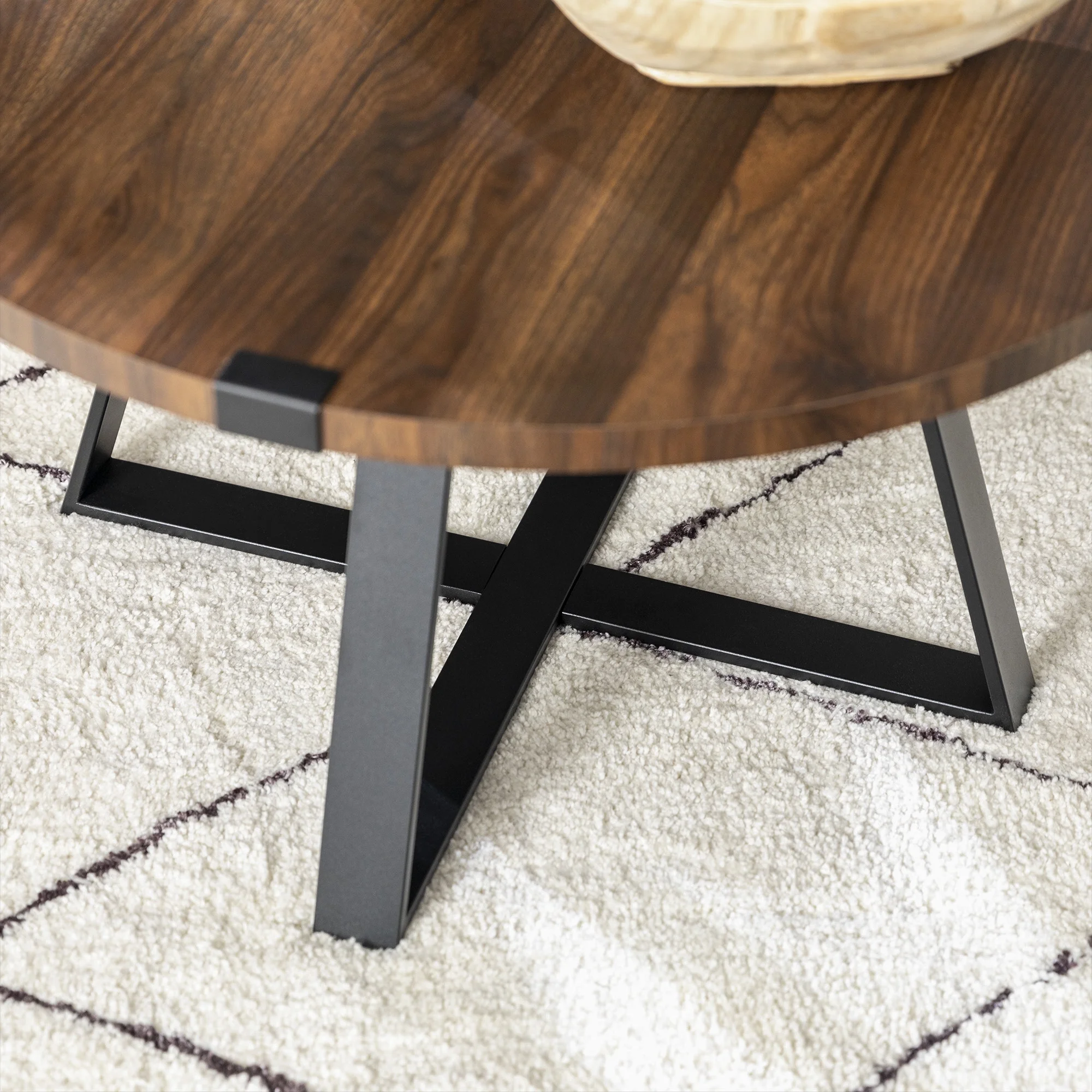 Slate Wrap Leg Dark Walnut Coffee Table by Walker Edison
