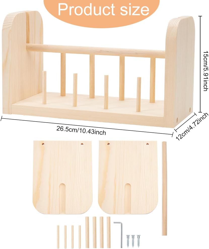 Wooden Spools Sewing Storage Yarn Holder for Crocheting Rotating Yarn Spool Holder Horizontal Wooden Yarn Holder Dispenser Multifunctional Beech Thread Rack Organizer for Crochet and Knitting