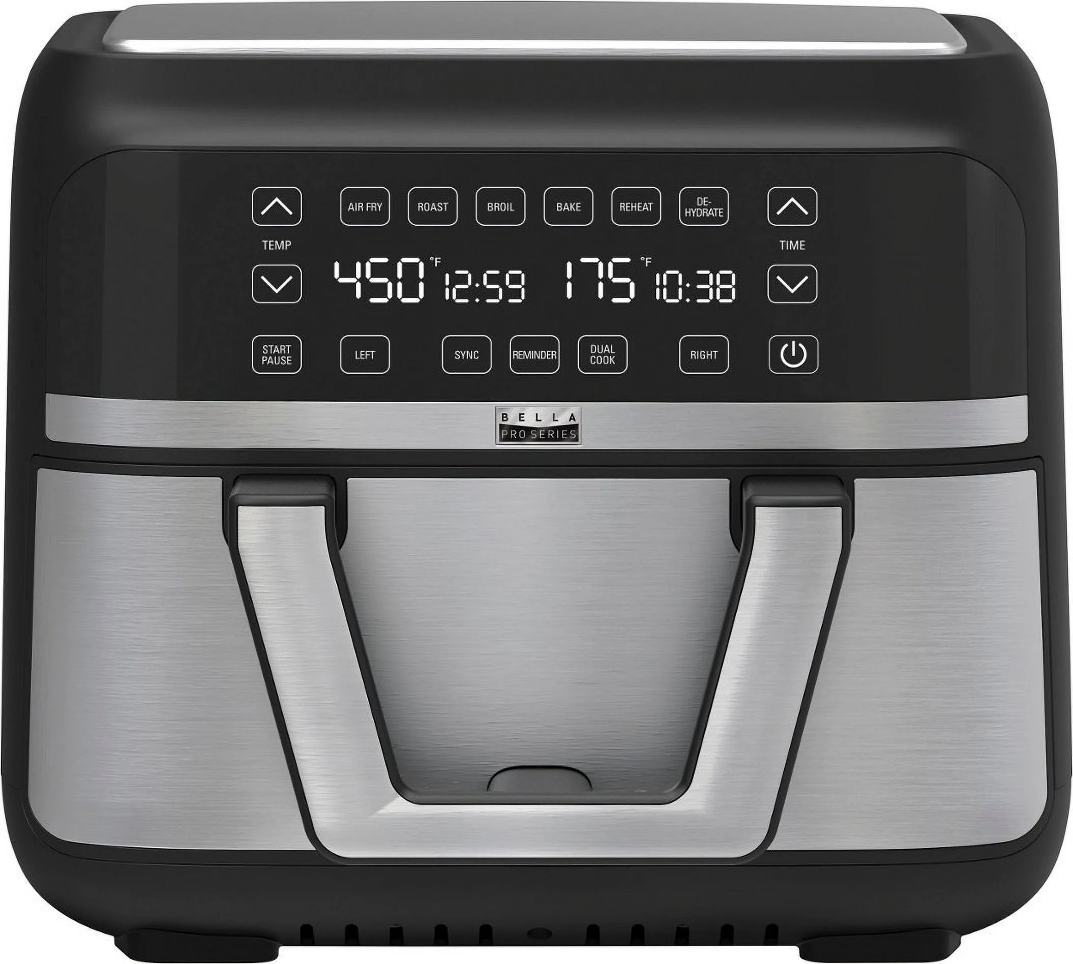Bella Pro Series - 9-qt. Digital Air Fryer with Dual Flex Basket - Stainless Steel