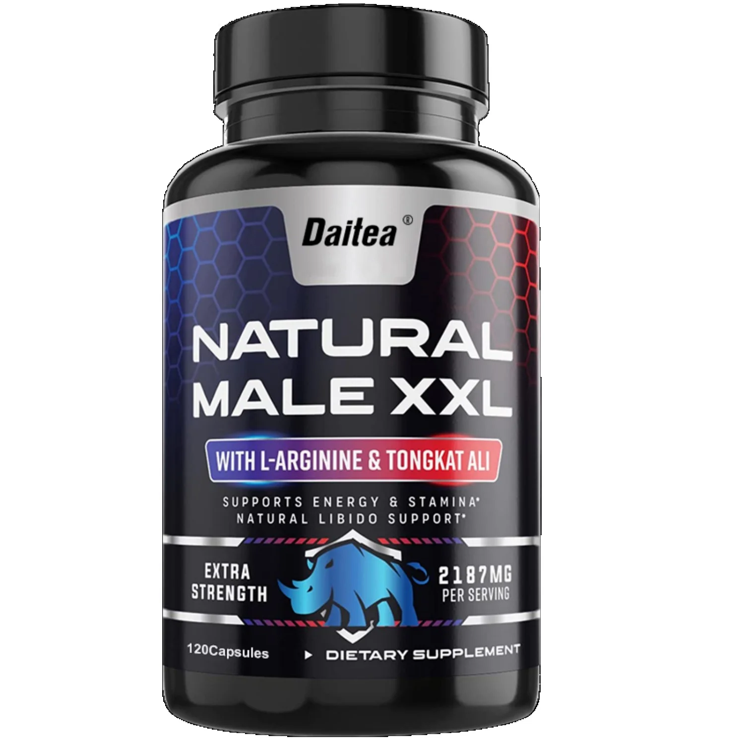 Daitea Natural Male Booster - Contains L-Arginine to Boost Energy, Endurance and Strength - 30/60/120 Capsules