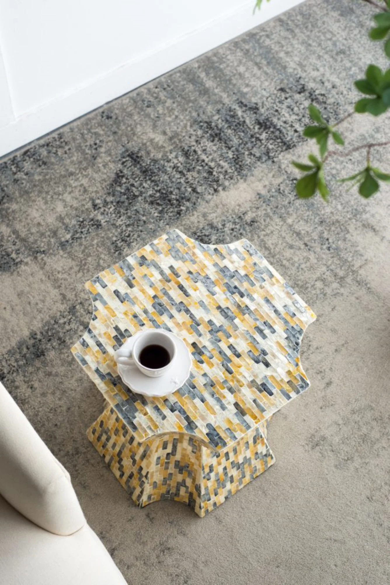 CC Home Furnishings Tapered Capiz Shell Inlay Accent Stool - 18