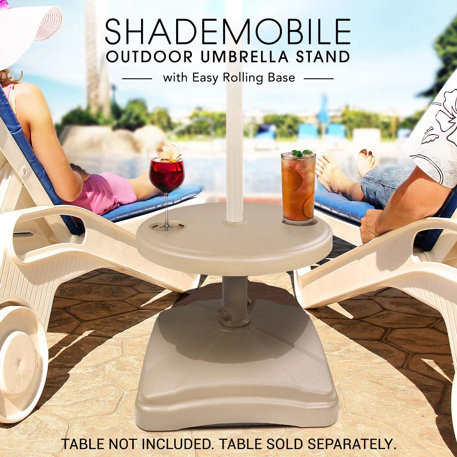 Shademobile Rolling Umbrella Base-Sand
