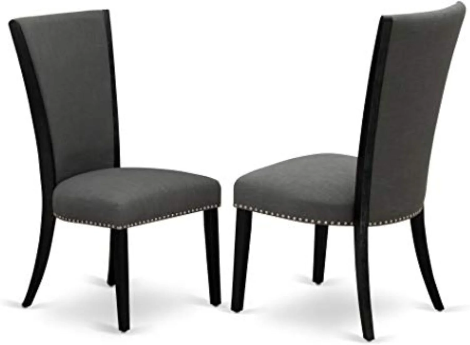 modern dining chairs - set of 2 with nailhead trim and linen fabric - easy assembly