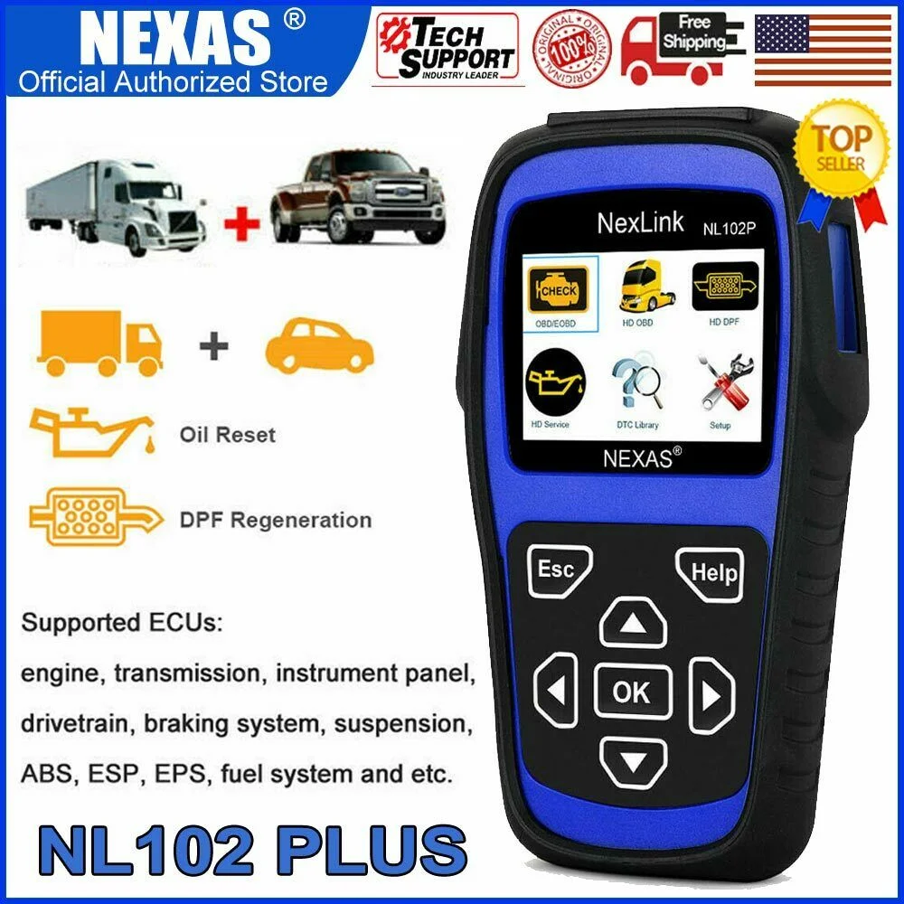 NEXAS NL102 OBD/EOBD+HDOBD Diagnostic Scanner Tools ABS EPS Engine Diagnostic Scan Tool
