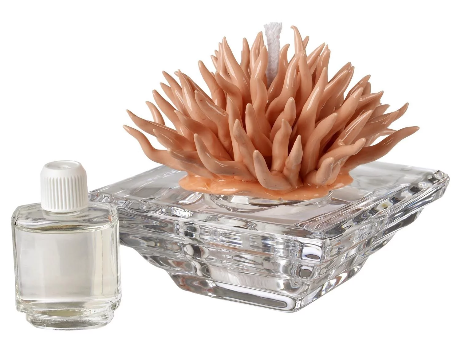 Debora Carlucci Italian Decorative Crystal Diffuser with Porcelain Coral Top Aria Mediterranea Scent Included (Peach)