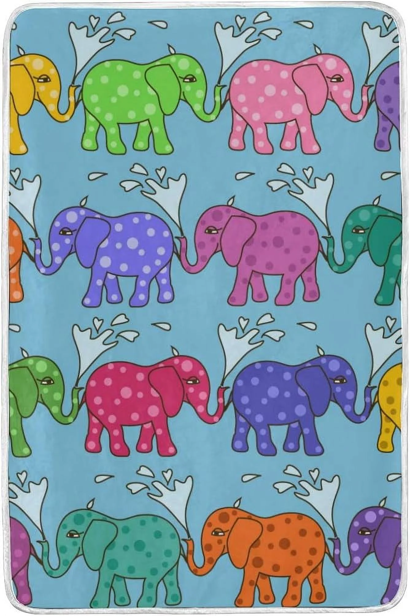 Hidove Queen Cozy Warm Throw Thermal Soft Bed Blanket 60x90 in Elephants Taking Shower Flannel Fleece Blanket for Men Women Adults