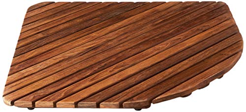 Bare Decor Dania Corner Shower Spa Mat, 24 by 24-Inch, Solid Teak Wood and Oiled Finish