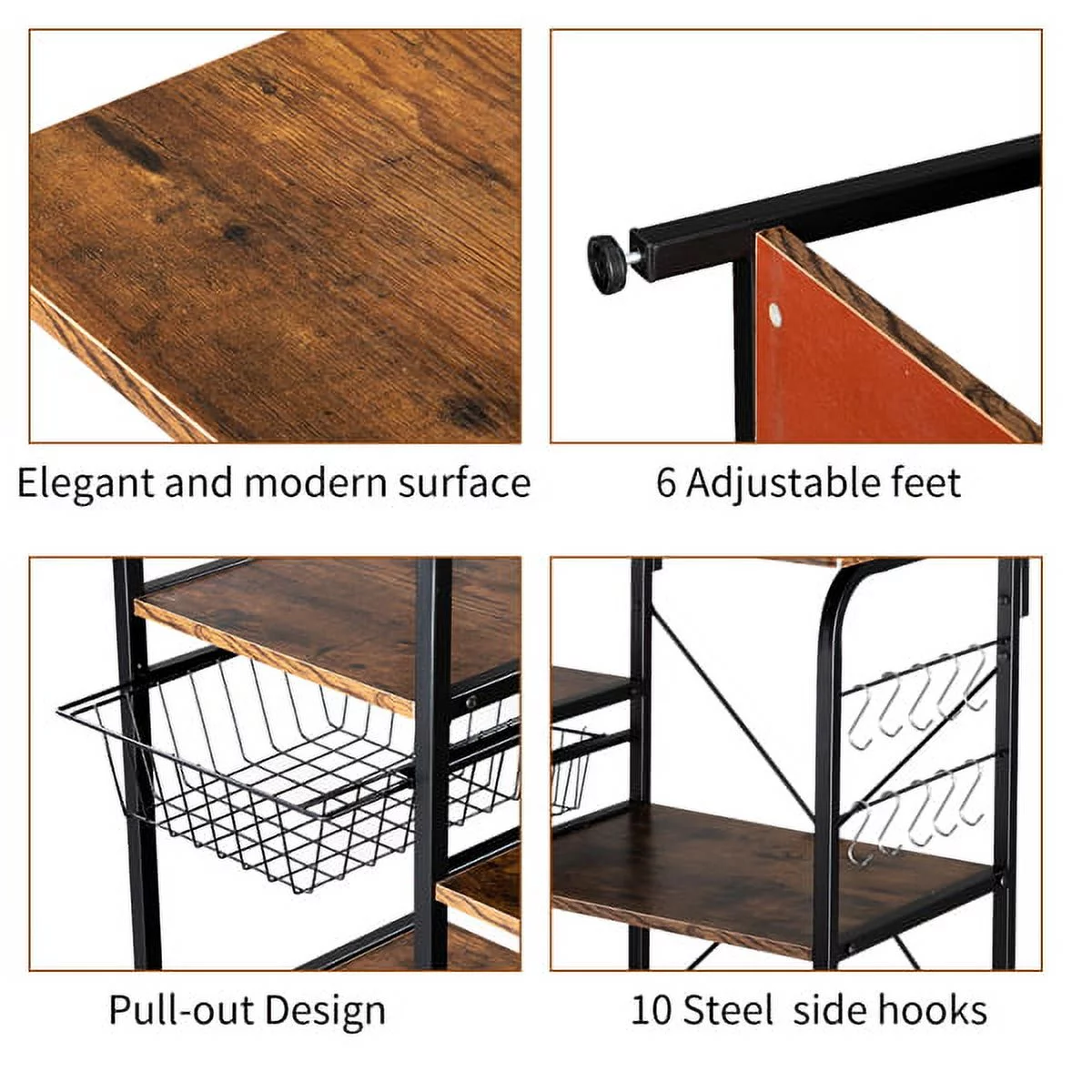 Light Beige Kitchen Baker's Rack Utility Storage Shelf 35.5