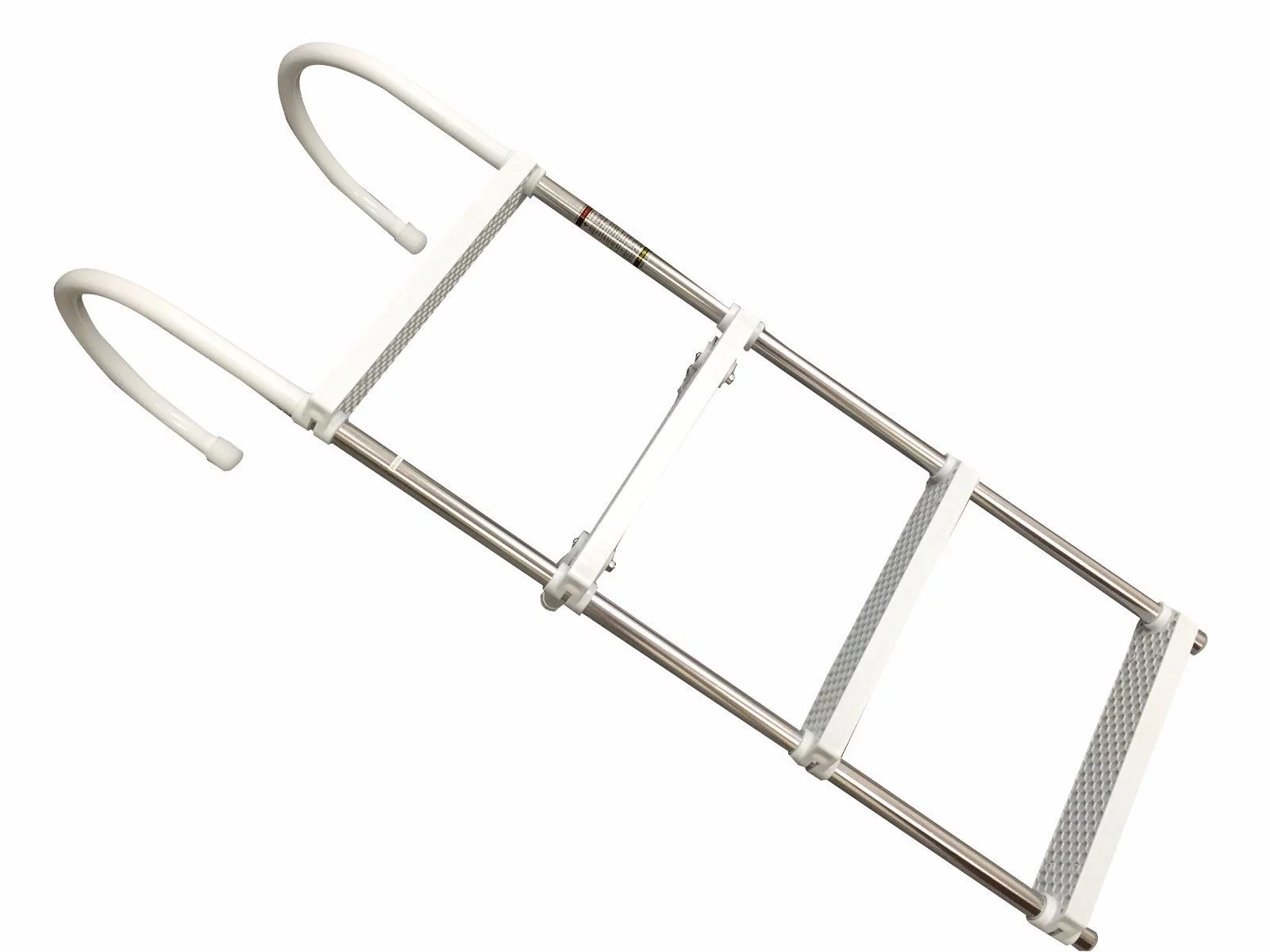 Pactrade Marine Marine Boat Aluminum White Polyethylene Swim Boarding 4 Step Ladder Hook 46