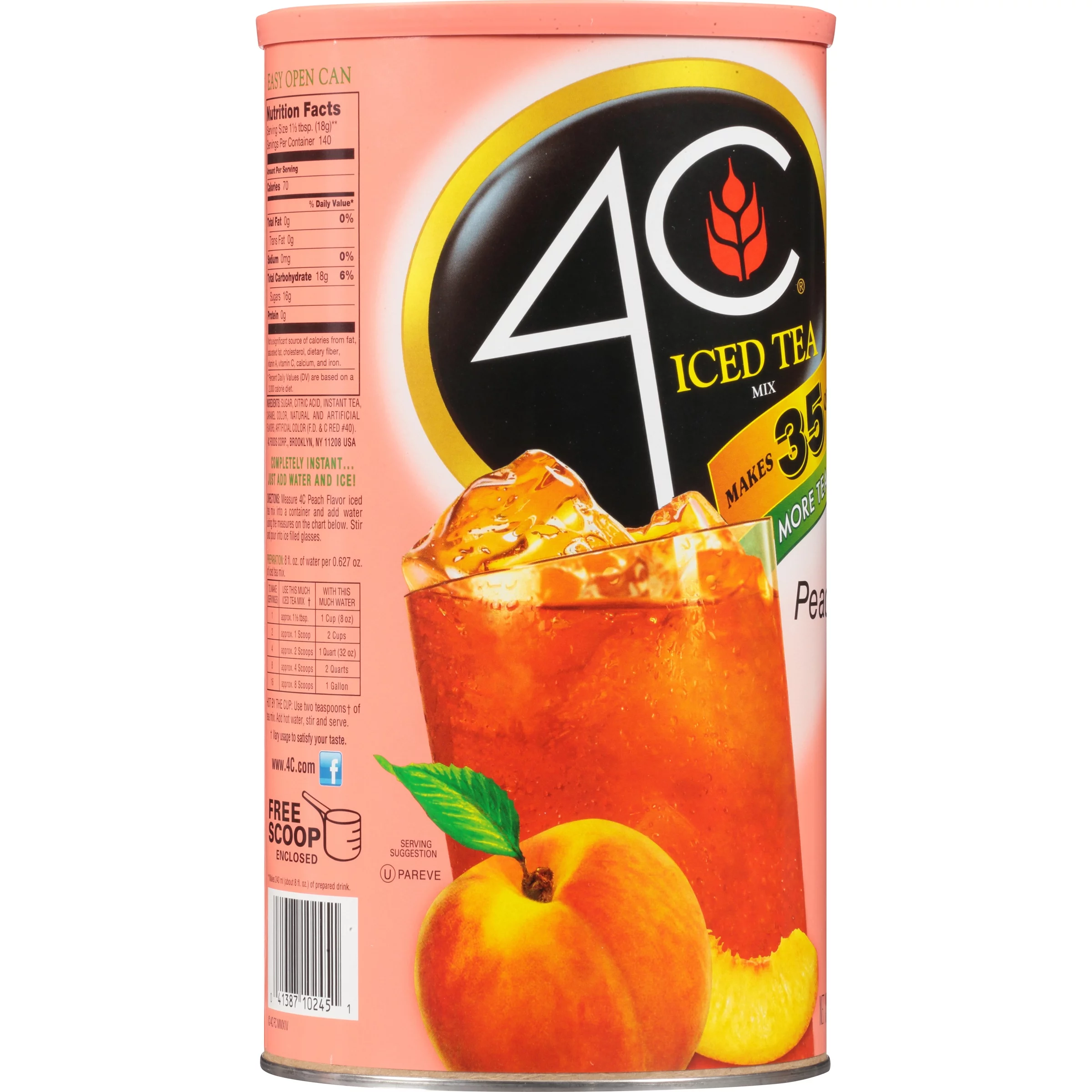 4C® Peach Iced Tea Mix 82.6 oz. Canister