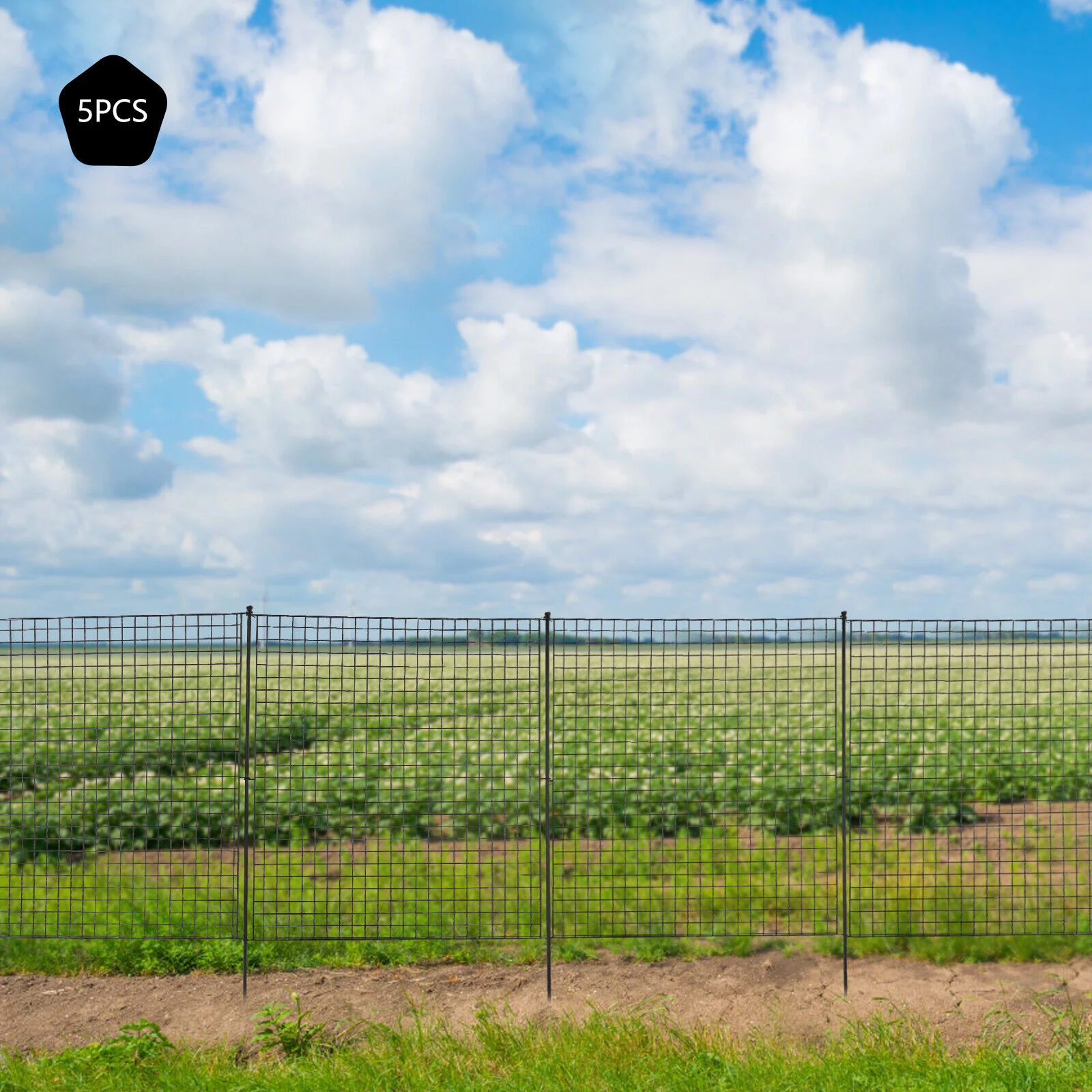 Miumaeov Garden No Dig Metal Garden Fence with Metal Gate Bundle Barrier 4 Panels+1 Gate