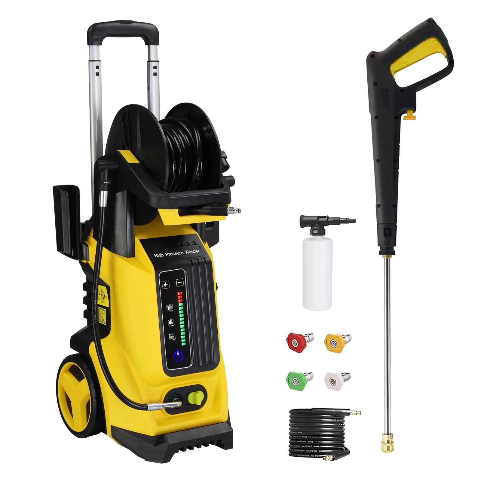 3800PSI High Pressure Cleaner, 110V Electric Power Washer with 1800W Motor - Yellow