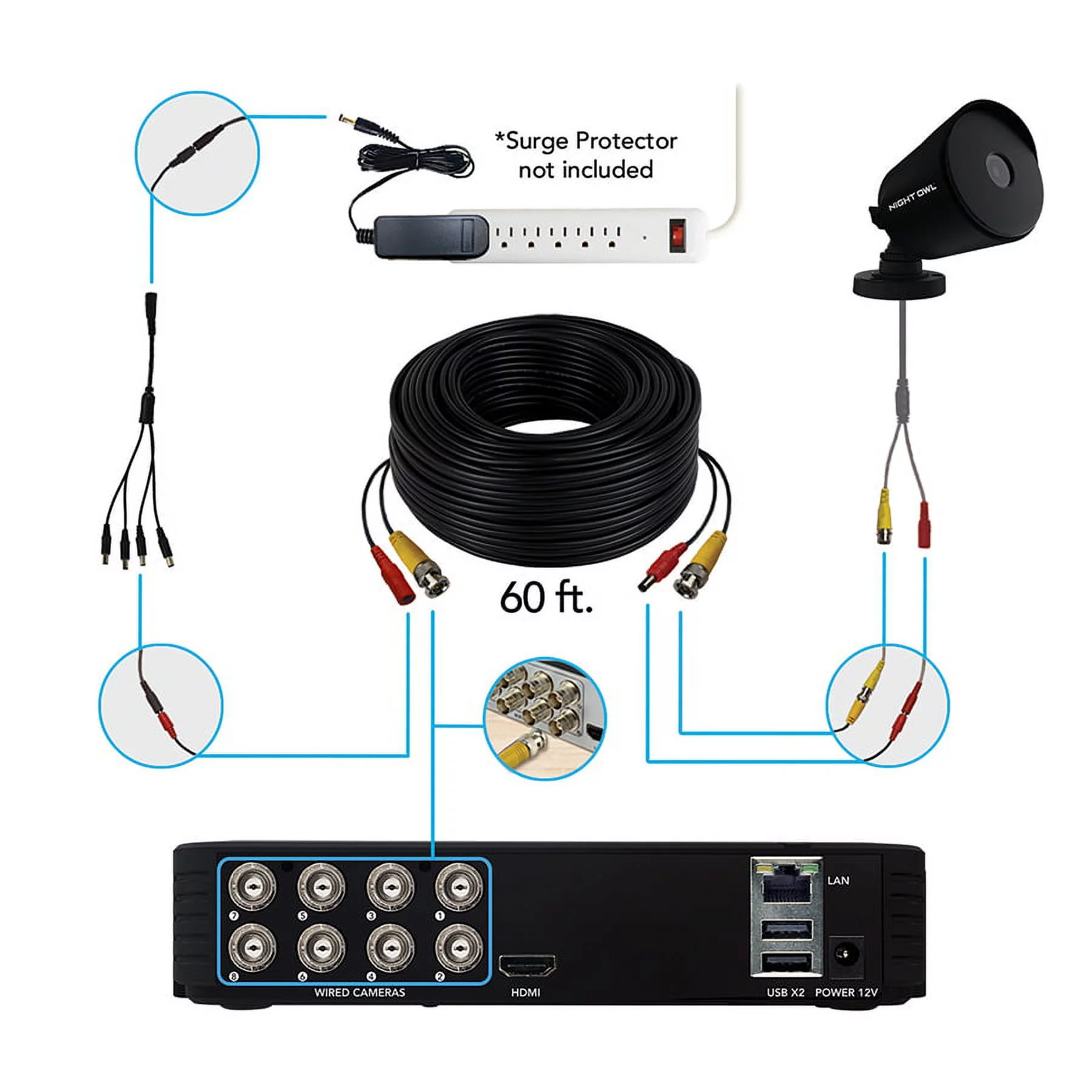 Night Owl 8 Channel 1080p Wired DVR, 6 Wired Cameras & 1TB HDD