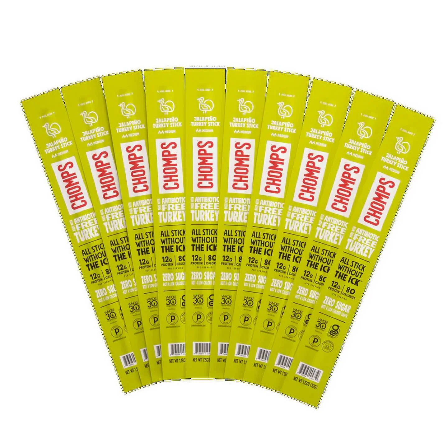 CHOMPS Jalapeño Turkey Jerkey Sticks 24ct 1.15oz