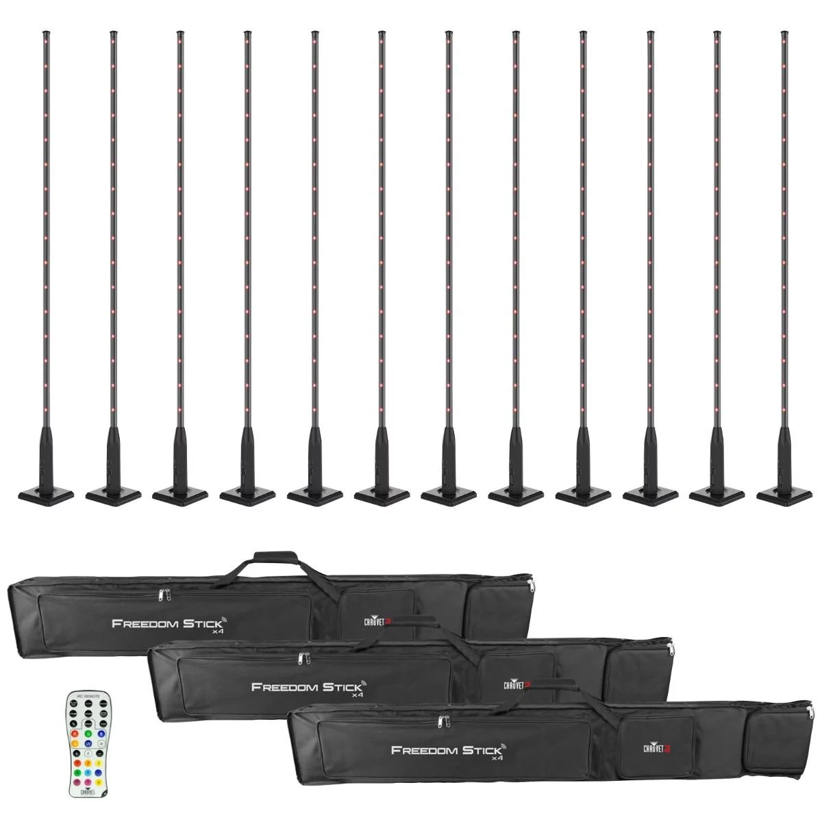 Chauvet DJ Freedom Stick X4 Wireless Battery RGB LED Arrays 12 Package