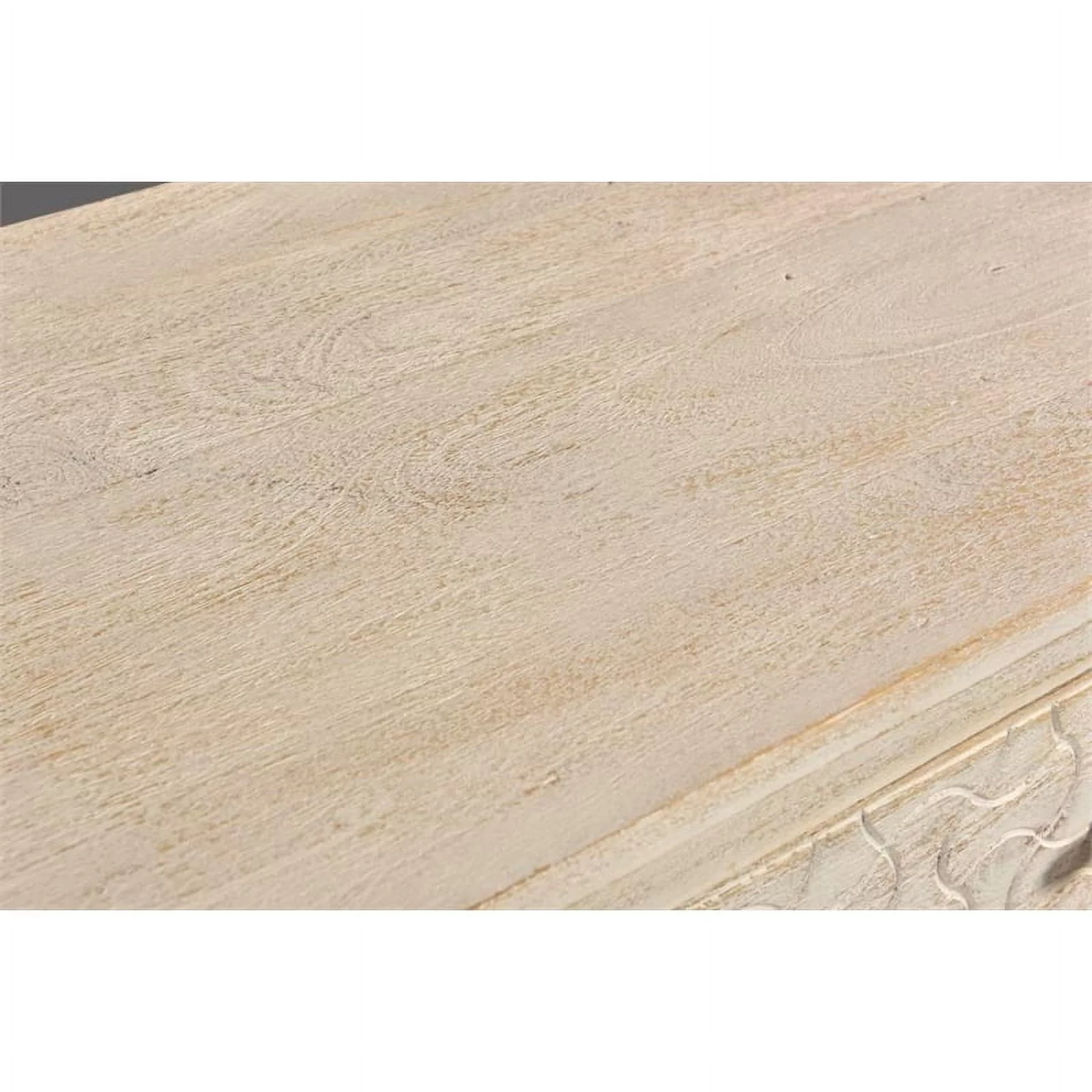 Gridley Hand-Carved 3-Drawer Nightstand on Mango Solid Wood in White Wash