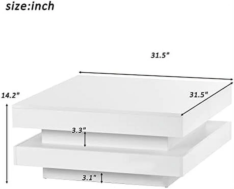 xrboomlife 47.2'' 2-Tier LED Light Black Coffee Table  Modern Industrial Design Cocktail Table with 16-Color LED Lighting and  Remote Control for Livingroom