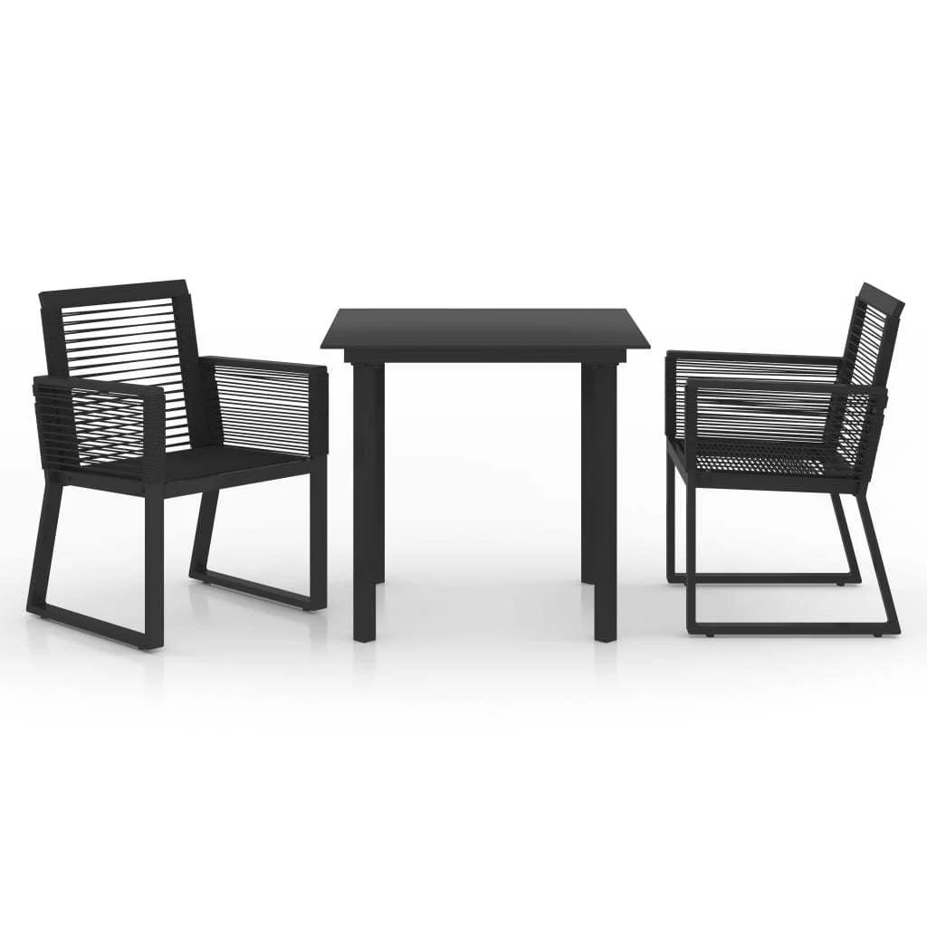 vidaXL 3 Piece Patio Dining Set PVC Rattan Black
