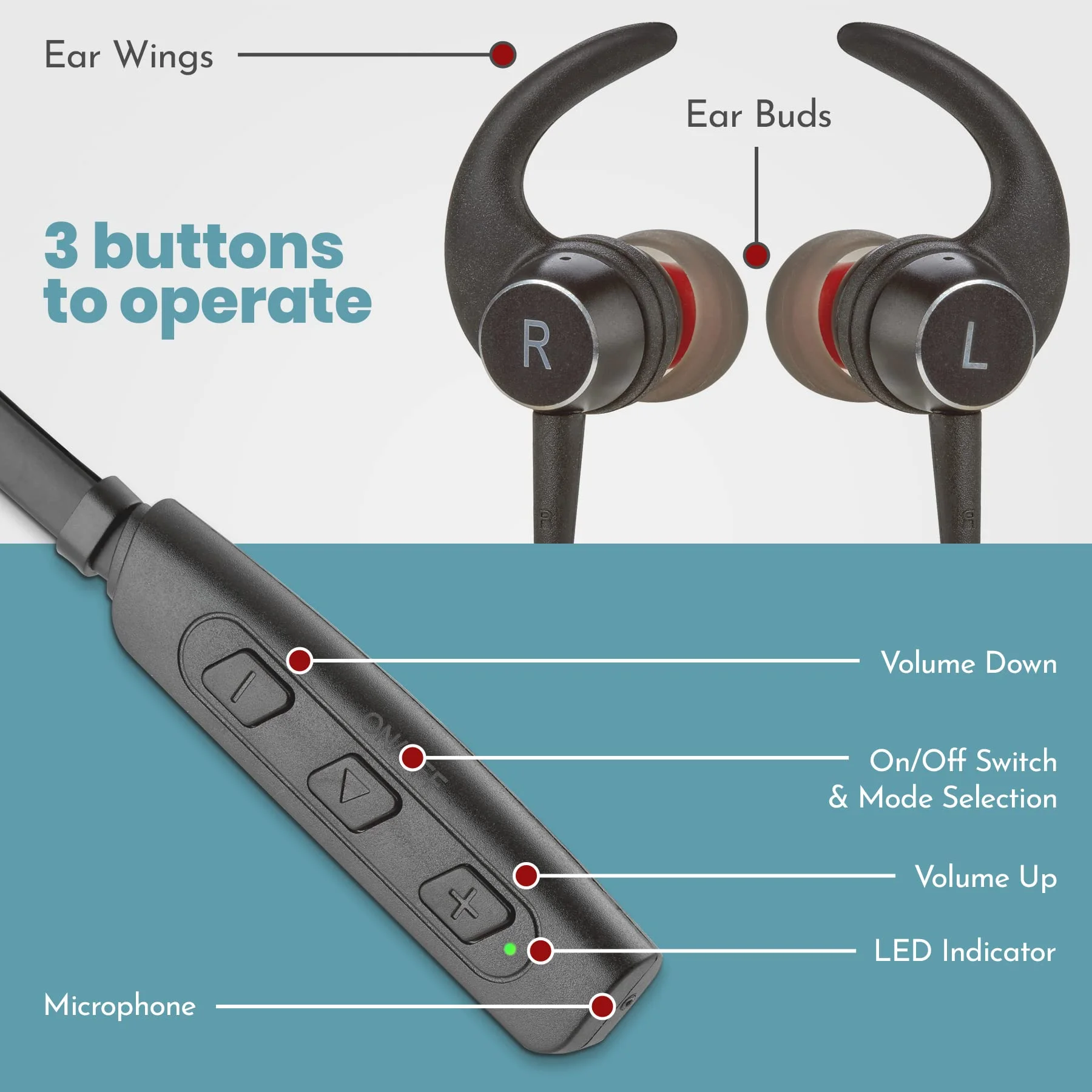 Rechargeable Hearing Amplifier - Wireless Hands-Free Neckband, Black by MEDca