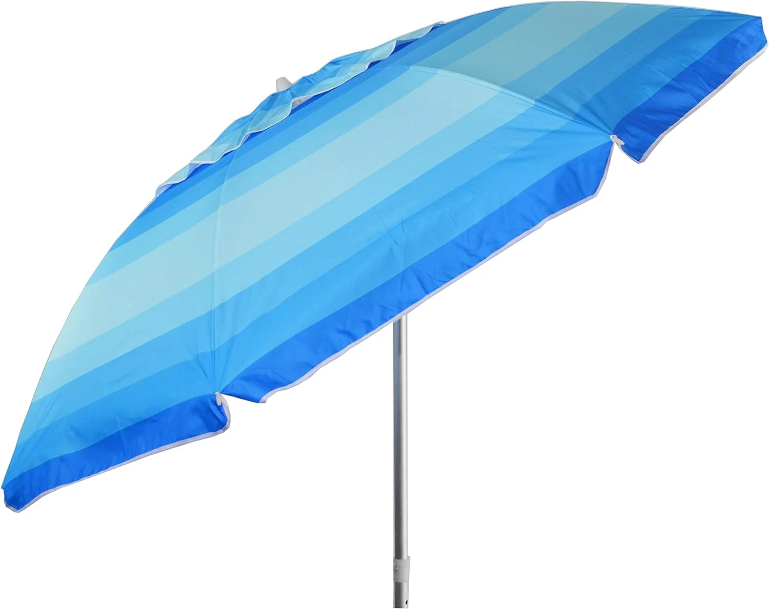7 Ft Wide Striped Blue Beach Umbrella With Travel Bag
