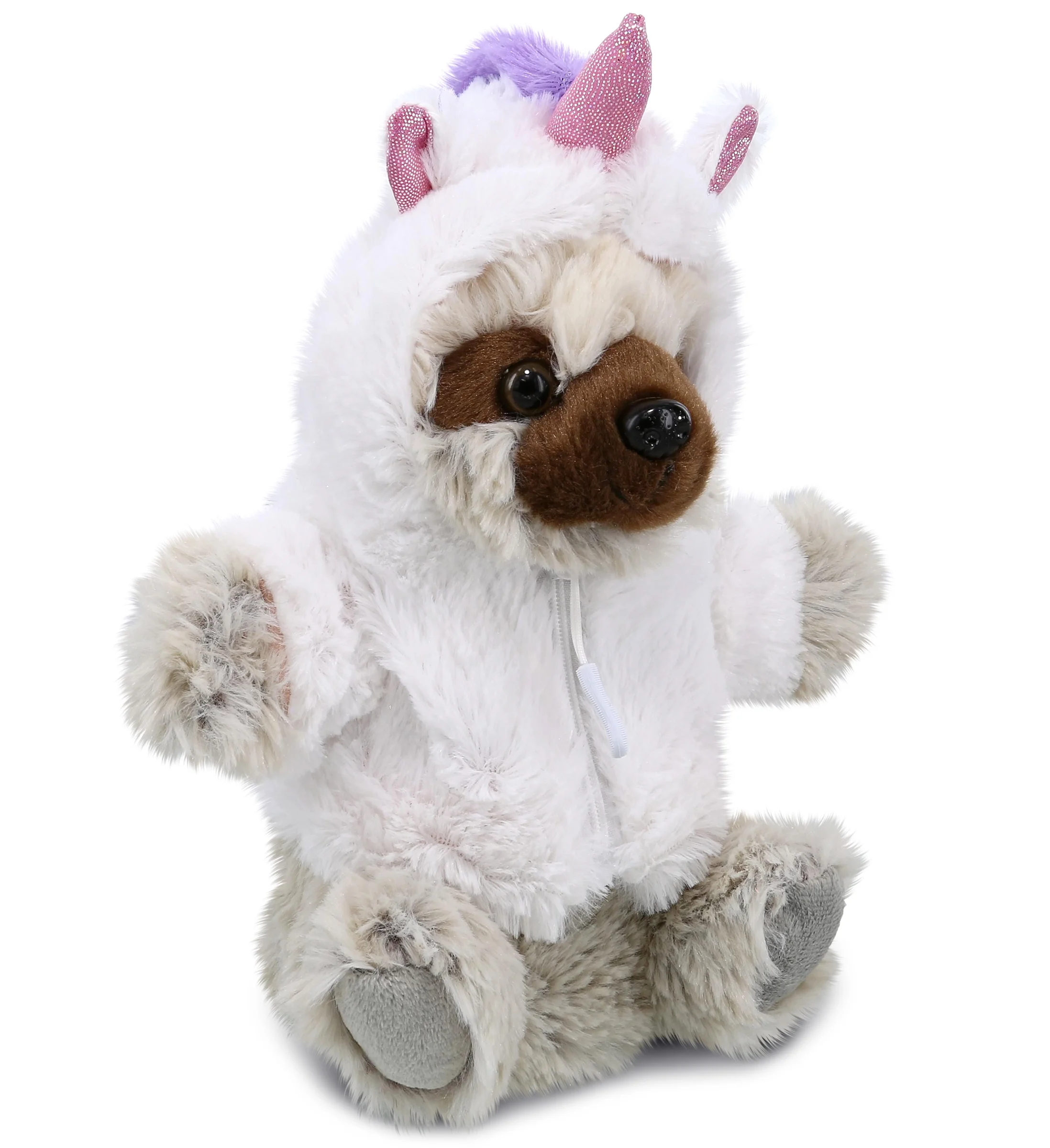 DolliBu Sloth Unicorn Plush Stuffed Animal Hand Puppet Toy - Super Soft Slothcorn Dress Up with Removable Plush Unicorn Outfit, Cute Fantasy Wildlife Gift - 9 Inches