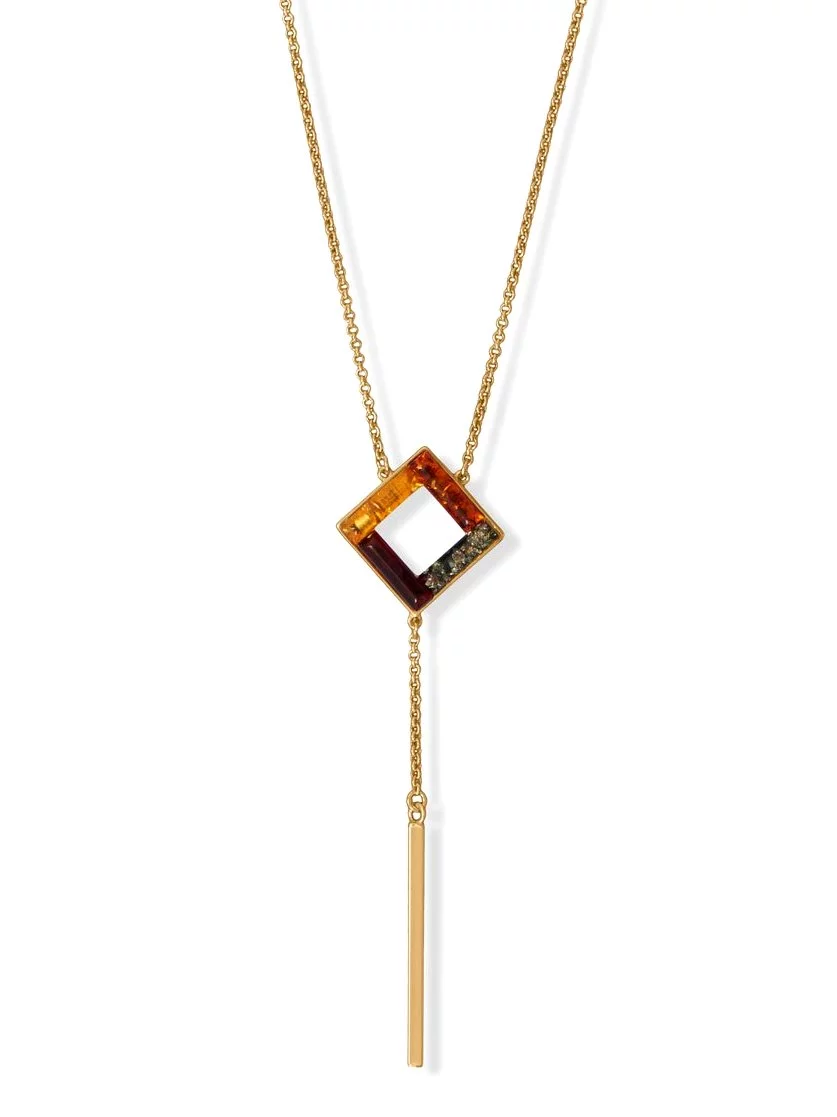 Baltic Amber Necklace with 24k Gold-plated Silver and Drop Adjustable Length