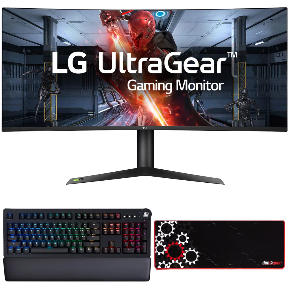 LG 38GL950G-B 38-inch Curved WQHD+ 3840 x 1600 Nano IPS Display Gaming Monitor Bundle with Deco Gear Mechanical Keyboard and Deco Gear Large Extended Pro Gaming Mouse Pad