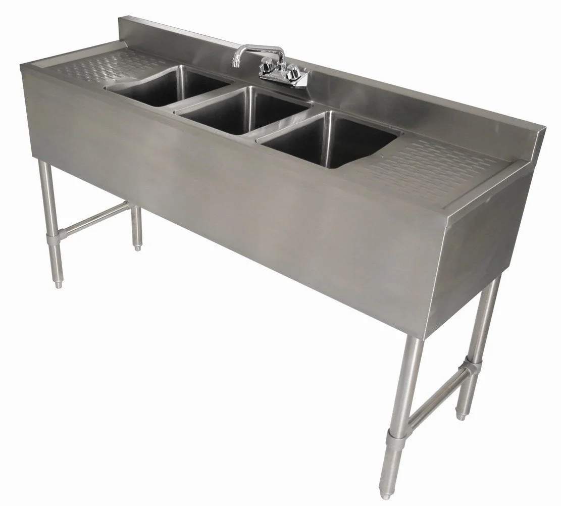 DuraSteel 3 Compartment Stainless Steel Bar Sink NSF 10